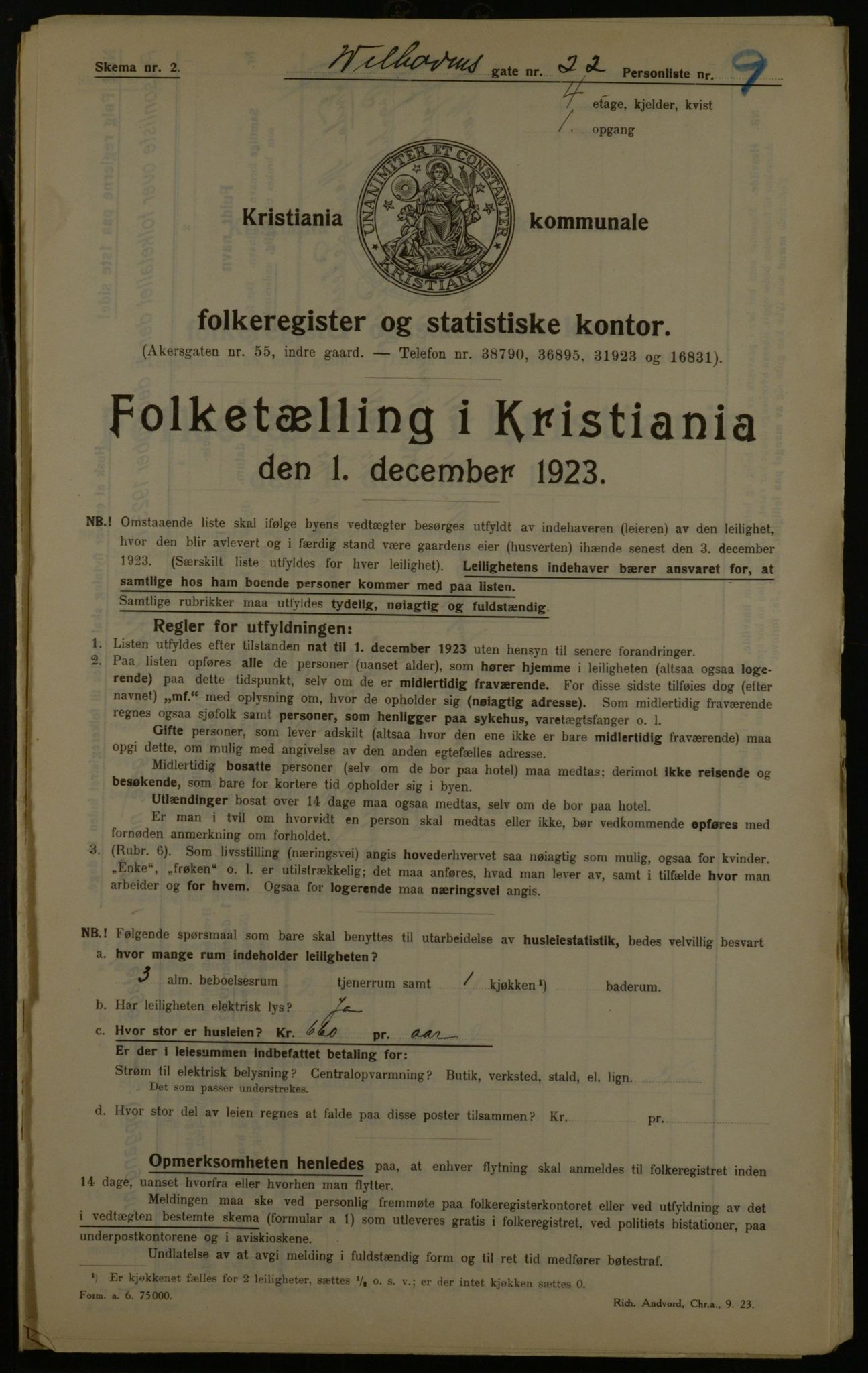 OBA, Kommunal folketelling 1.12.1923 for Kristiania, 1923, s. 140987