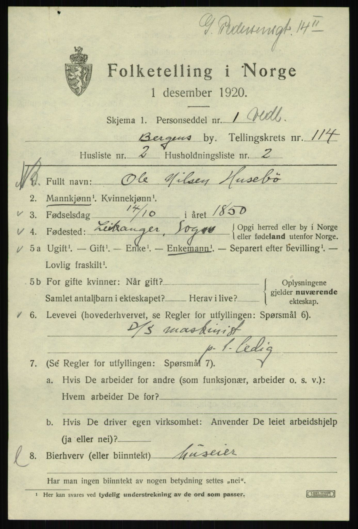 SAB, Folketelling 1920 for 1301 Bergen kjøpstad, 1920, s. 194063