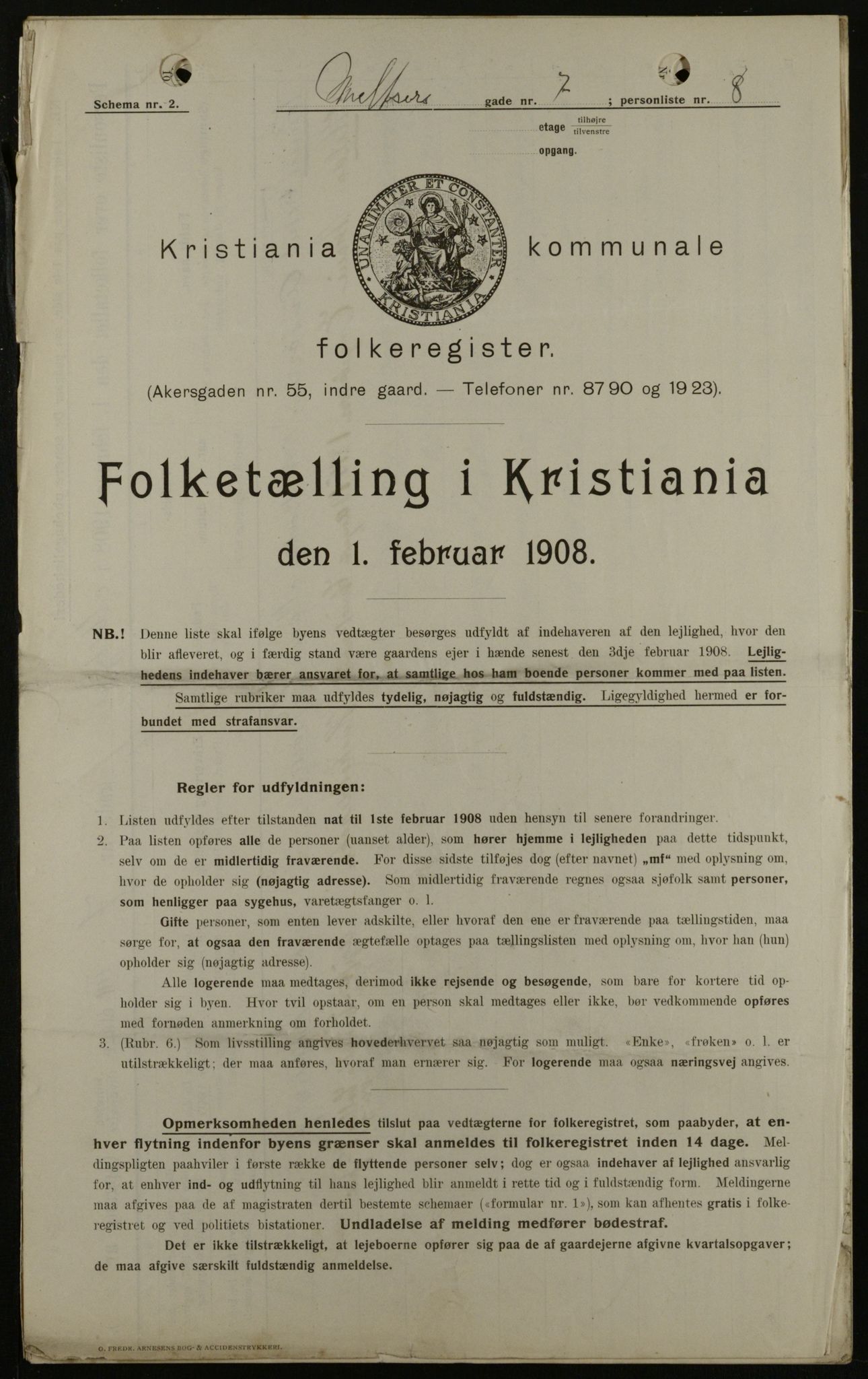 OBA, Kommunal folketelling 1.2.1908 for Kristiania kjøpstad, 1908, s. 58452
