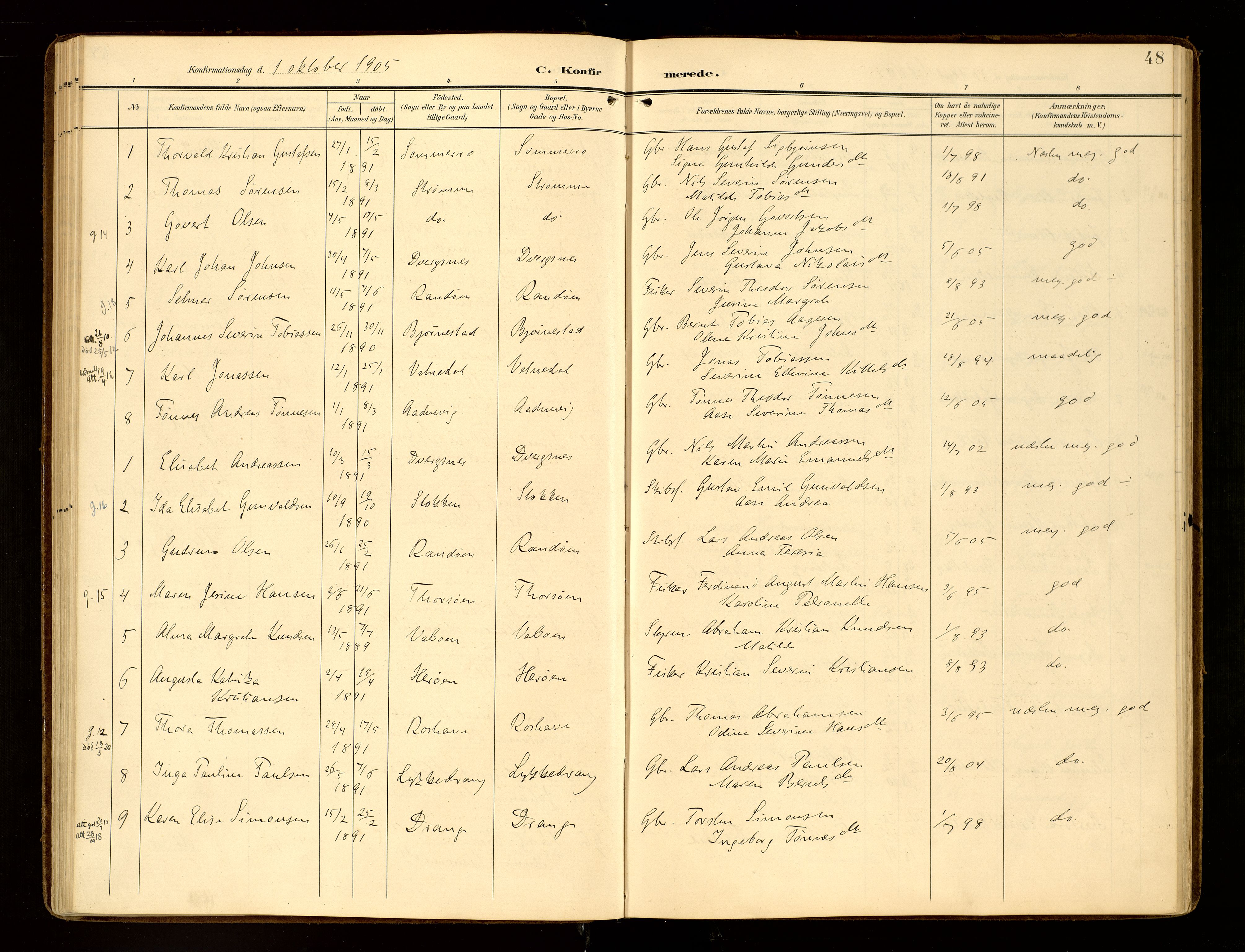Oddernes sokneprestkontor, SAK/1111-0033/F/Fa/Fab/L0003: Ministerialbok nr. A 3, 1903-1916, s. 48