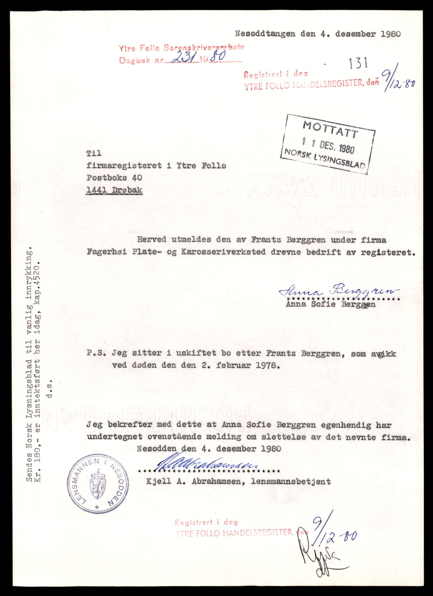 Ytre Follo tingrett, AV/SAT-A-10177/K/Kb/Kba/L0002: Enkeltmannsforetak, F - H, 1890-1989, s. 5