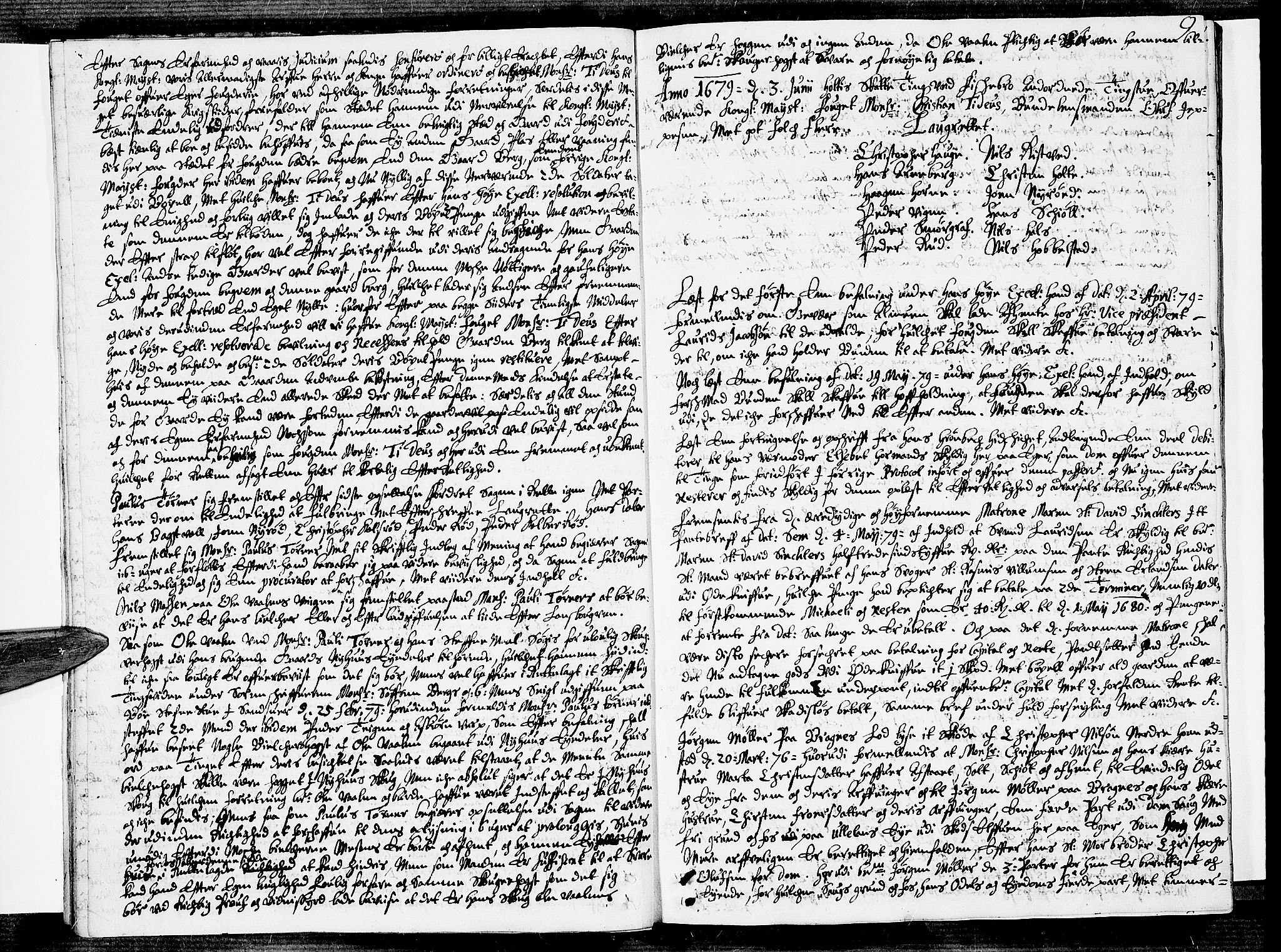 Eiker, Modum og Sigdal sorenskriveri, SAKO/A-123/F/Fa/Faa/L0014: Tingbok, 1679, s. 8b-9a
