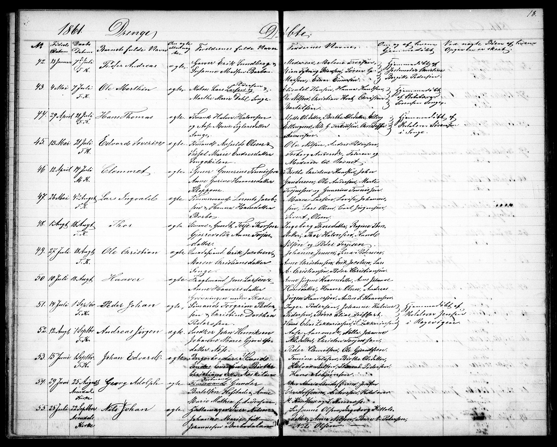 Tromøy sokneprestkontor, AV/SAK-1111-0041/F/Fb/L0003: Klokkerbok nr. B 3, 1859-1868, s. 18