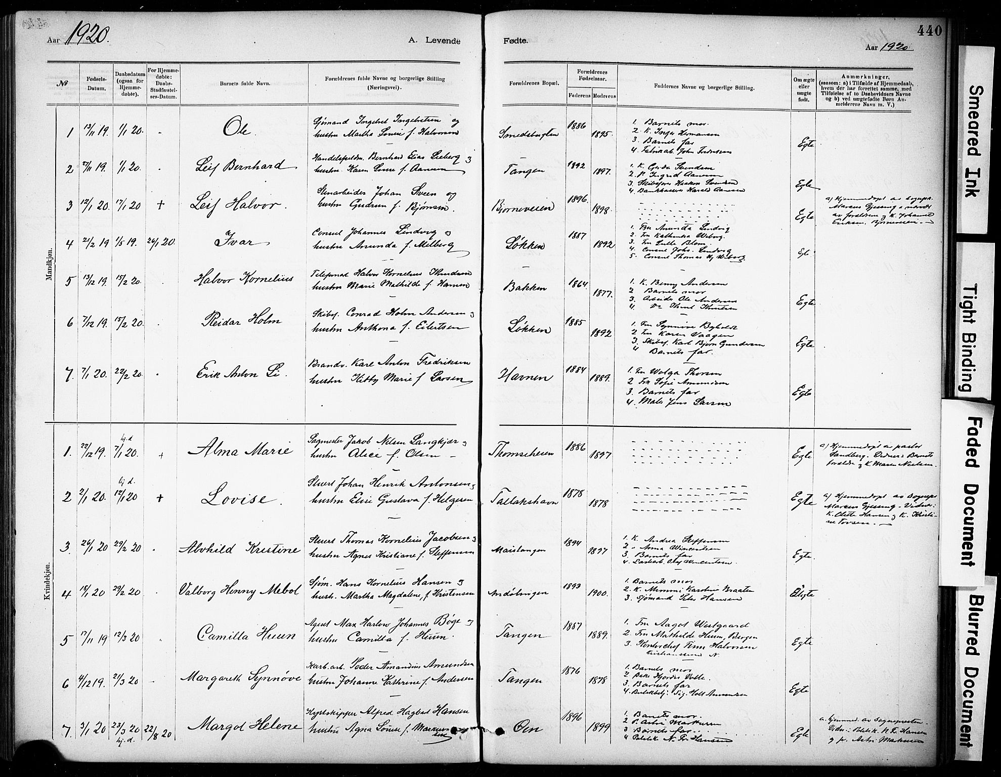 Kragerø kirkebøker, AV/SAKO-A-278/G/Ga/L0007: Klokkerbok nr. 7, 1881-1927, s. 440