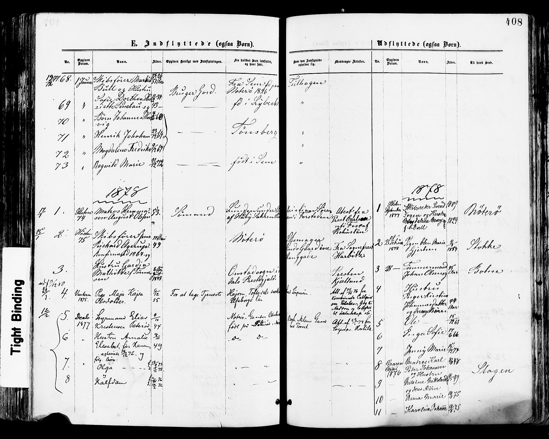 Tønsberg kirkebøker, AV/SAKO-A-330/F/Fa/L0010: Ministerialbok nr. I 10, 1874-1880, s. 408