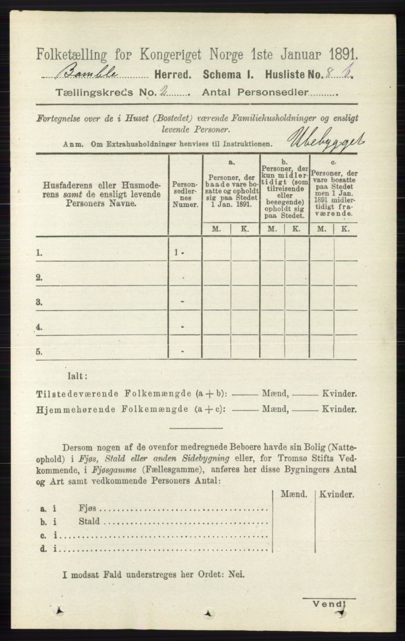 RA, Folketelling 1891 for 0814 Bamble herred, 1891, s. 948