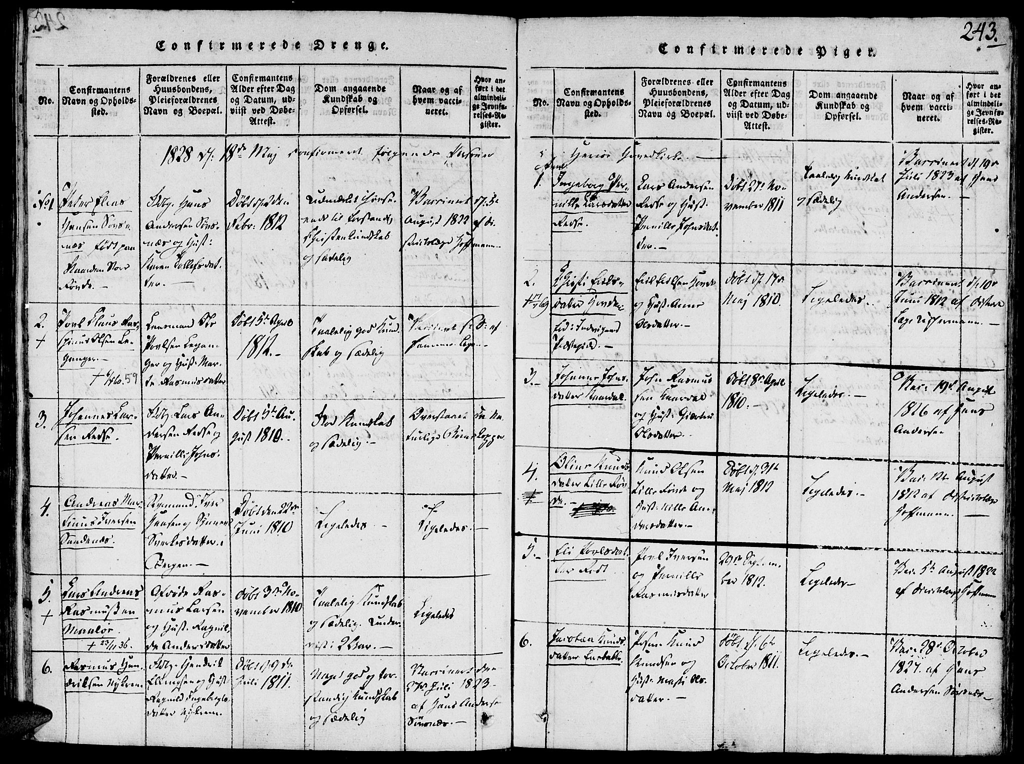 Ministerialprotokoller, klokkerbøker og fødselsregistre - Møre og Romsdal, SAT/A-1454/504/L0054: Ministerialbok nr. 504A01, 1816-1861, s. 243