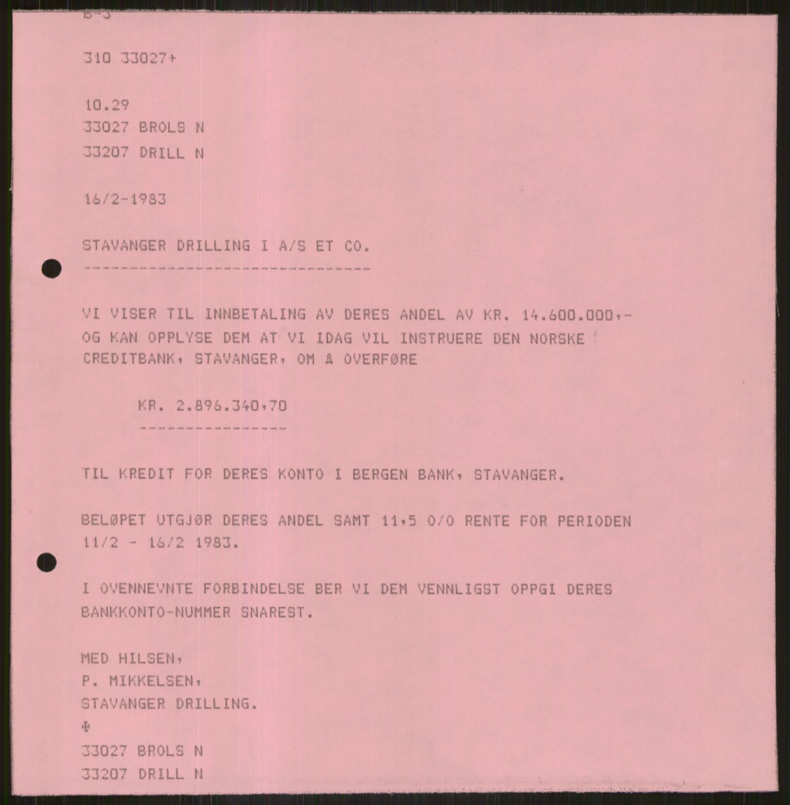 Pa 1503 - Stavanger Drilling AS, AV/SAST-A-101906/D/L0005: Korrespondanse og saksdokumenter, 1974-1985, s. 1147