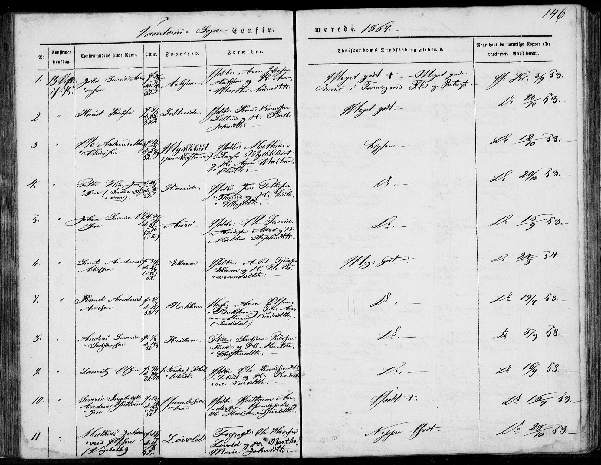 Ministerialprotokoller, klokkerbøker og fødselsregistre - Møre og Romsdal, AV/SAT-A-1454/501/L0006: Ministerialbok nr. 501A06, 1844-1868, s. 146