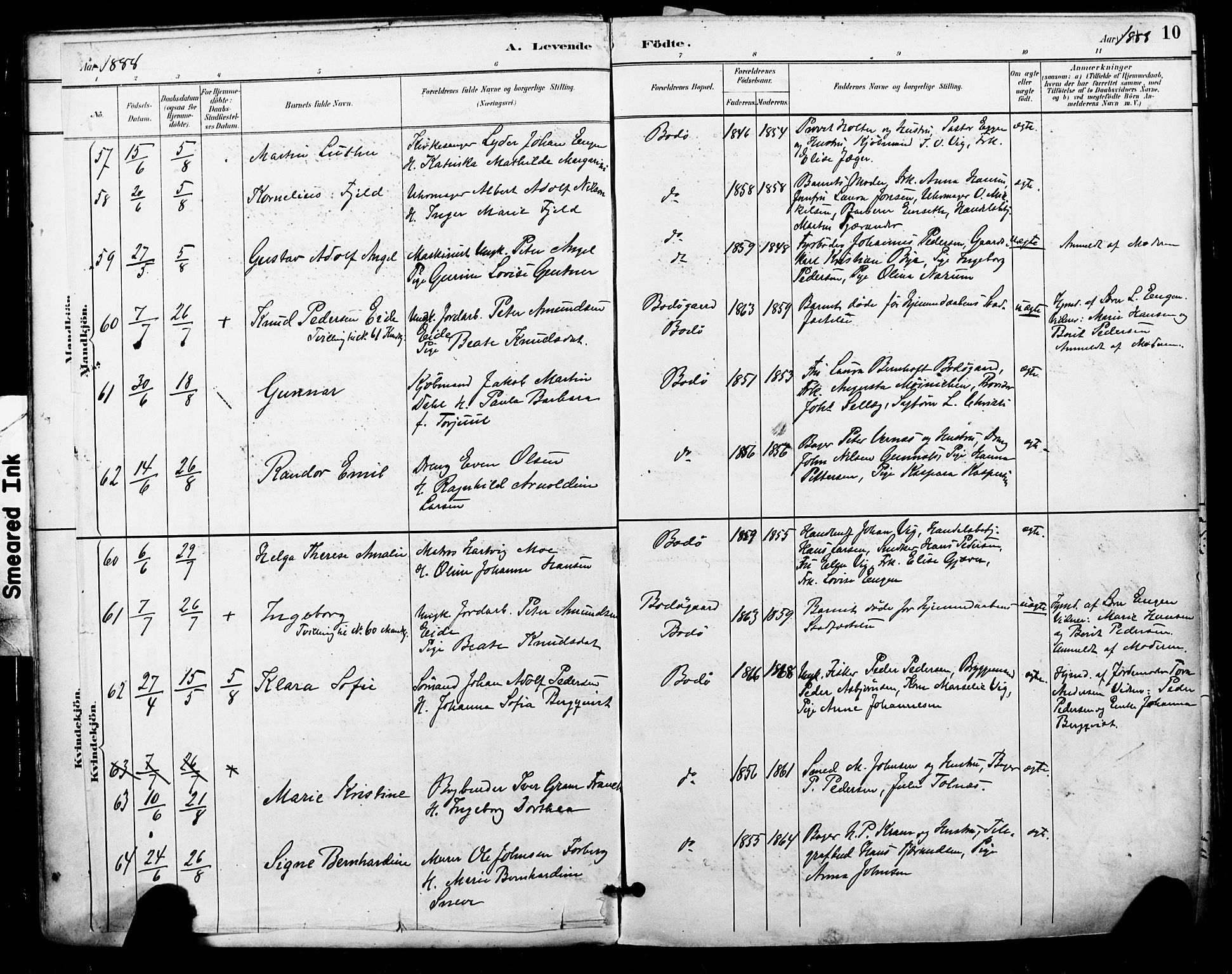Ministerialprotokoller, klokkerbøker og fødselsregistre - Nordland, AV/SAT-A-1459/801/L0010: Ministerialbok nr. 801A10, 1888-1899, s. 10