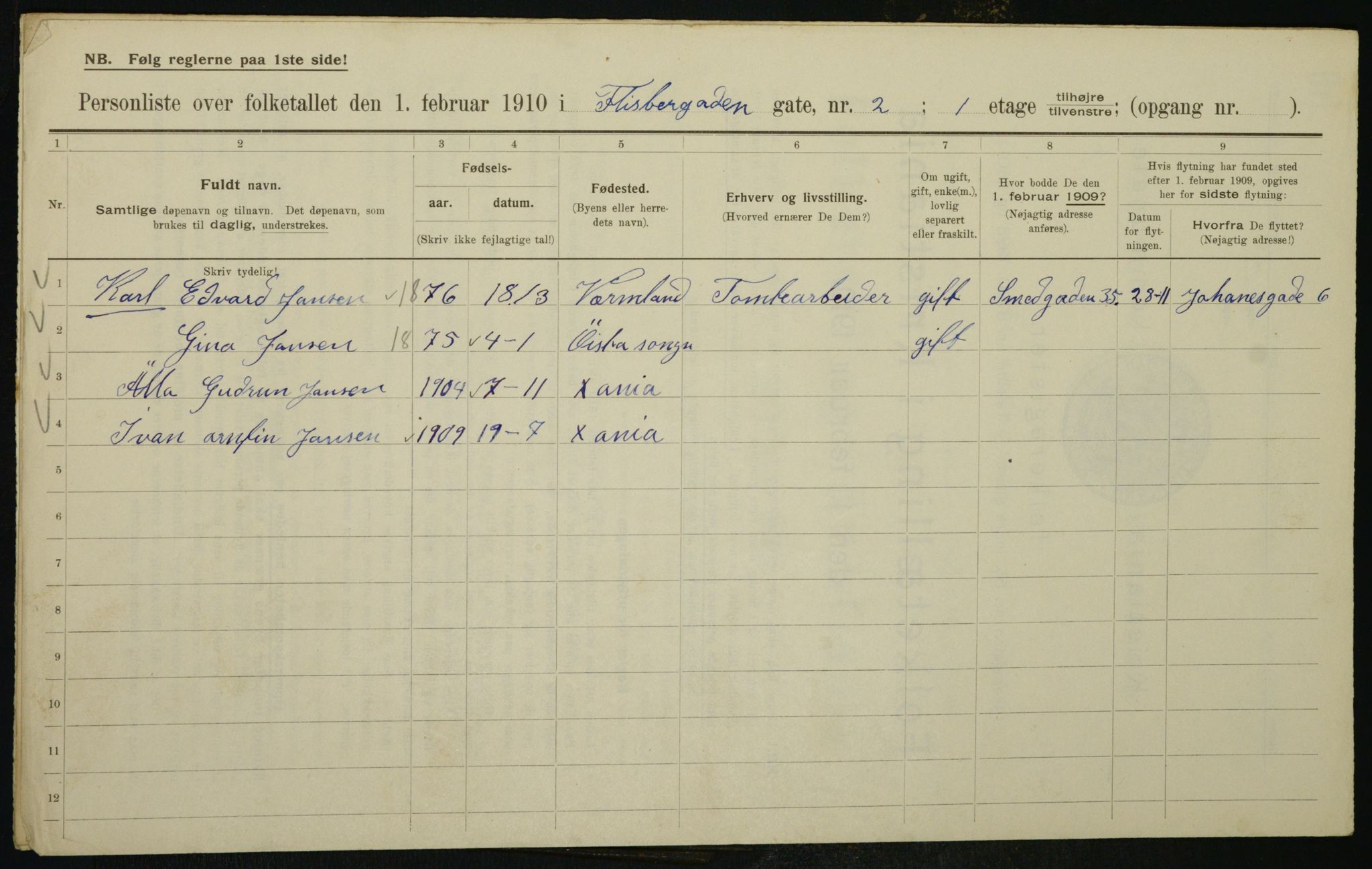 OBA, Kommunal folketelling 1.2.1910 for Kristiania, 1910, s. 23152