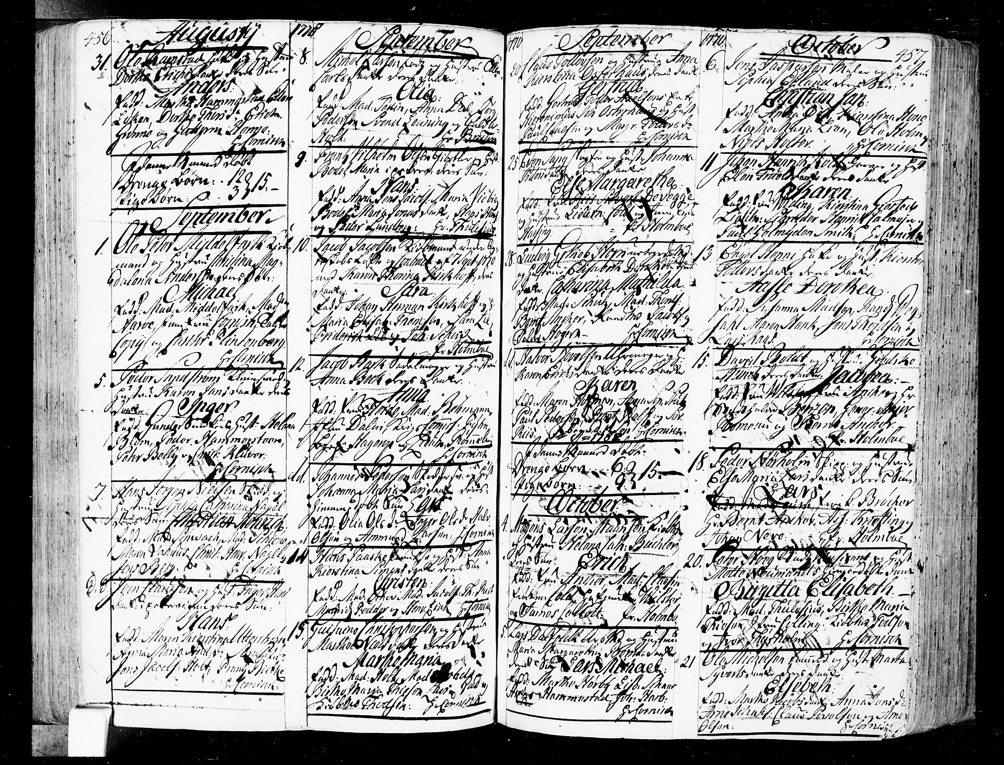 Oslo domkirke Kirkebøker, SAO/A-10752/F/Fa/L0004: Ministerialbok nr. 4, 1743-1786, s. 456-457