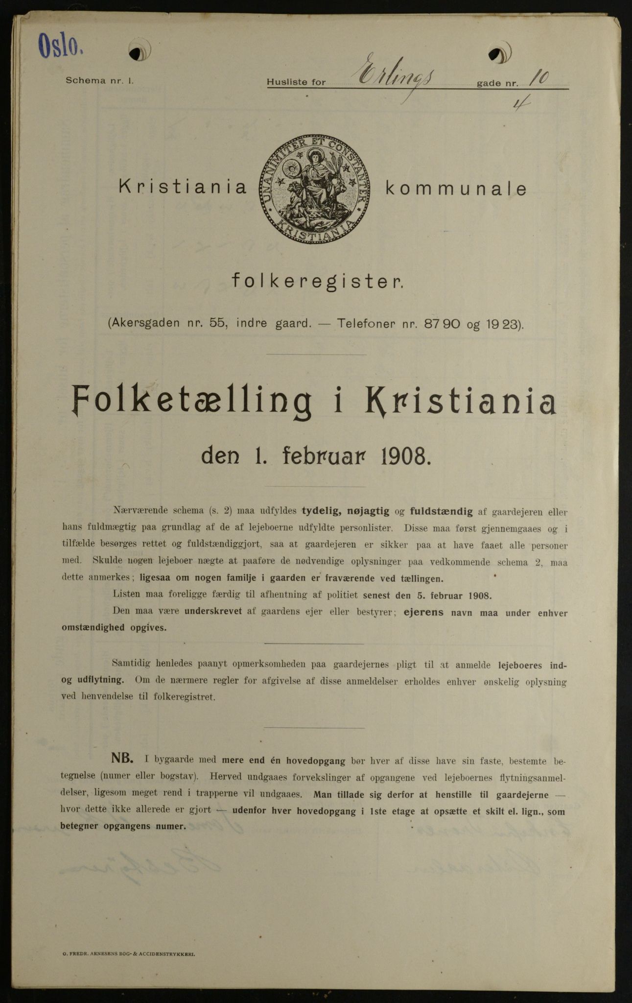 OBA, Kommunal folketelling 1.2.1908 for Kristiania kjøpstad, 1908, s. 20038