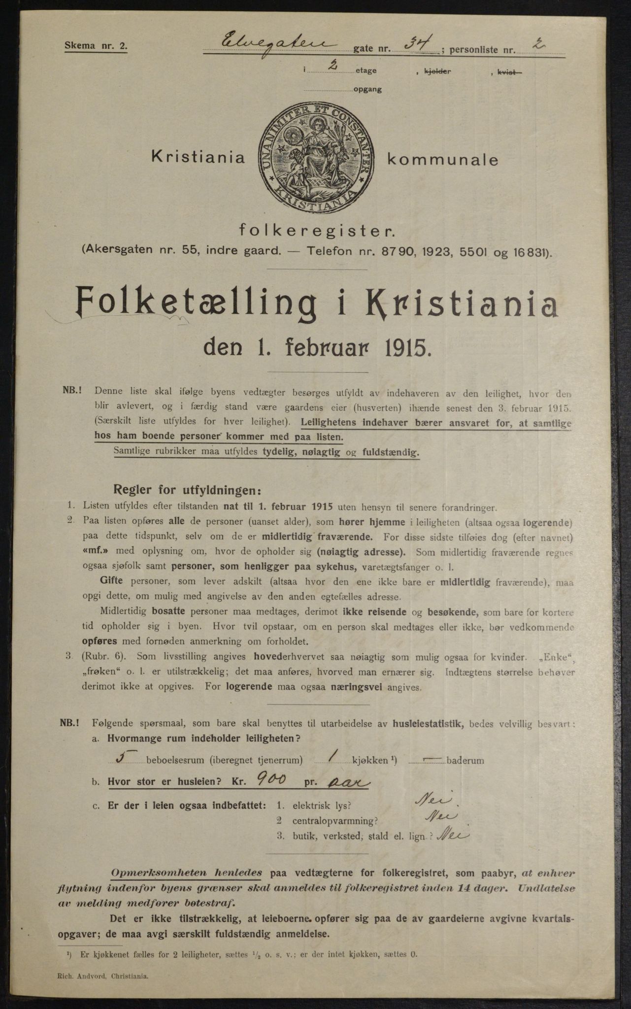 OBA, Kommunal folketelling 1.2.1915 for Kristiania, 1915, s. 20574