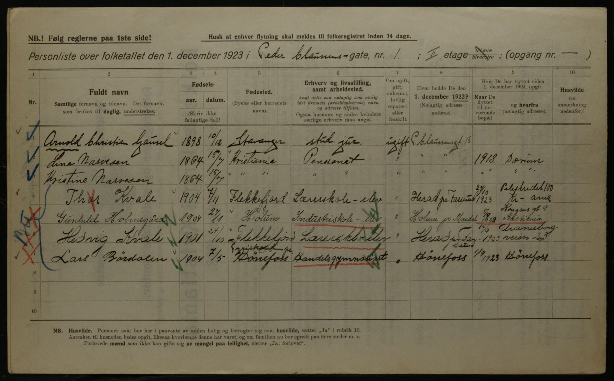 OBA, Kommunal folketelling 1.12.1923 for Kristiania, 1923, s. 86809