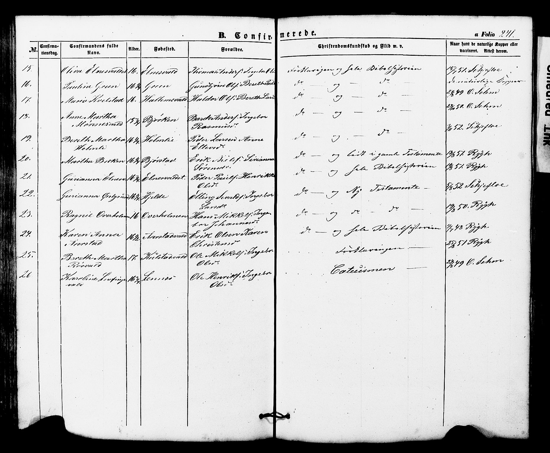Ministerialprotokoller, klokkerbøker og fødselsregistre - Nord-Trøndelag, SAT/A-1458/724/L0268: Klokkerbok nr. 724C04, 1846-1878, s. 241