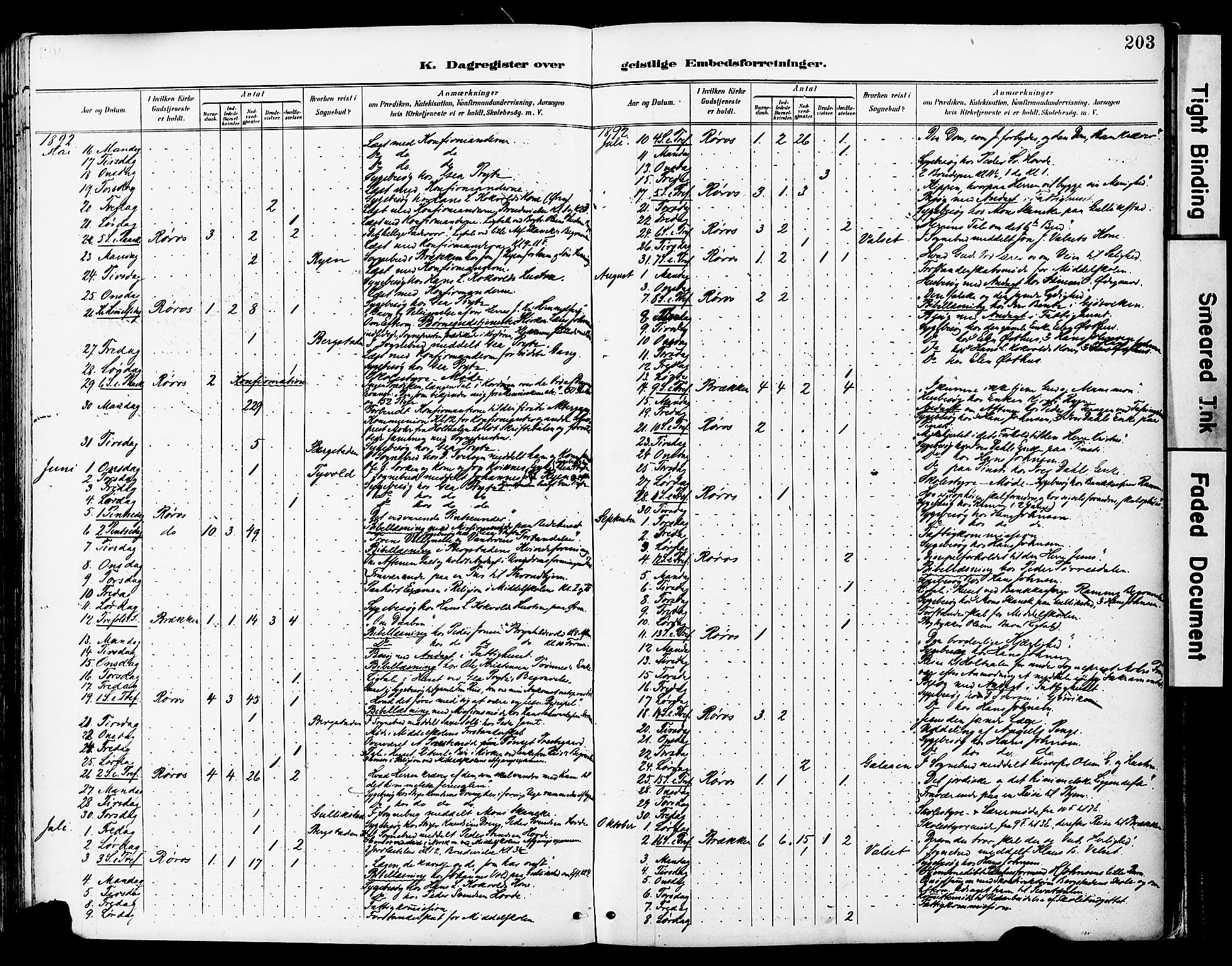Ministerialprotokoller, klokkerbøker og fødselsregistre - Sør-Trøndelag, SAT/A-1456/681/L0935: Ministerialbok nr. 681A13, 1890-1898, s. 203