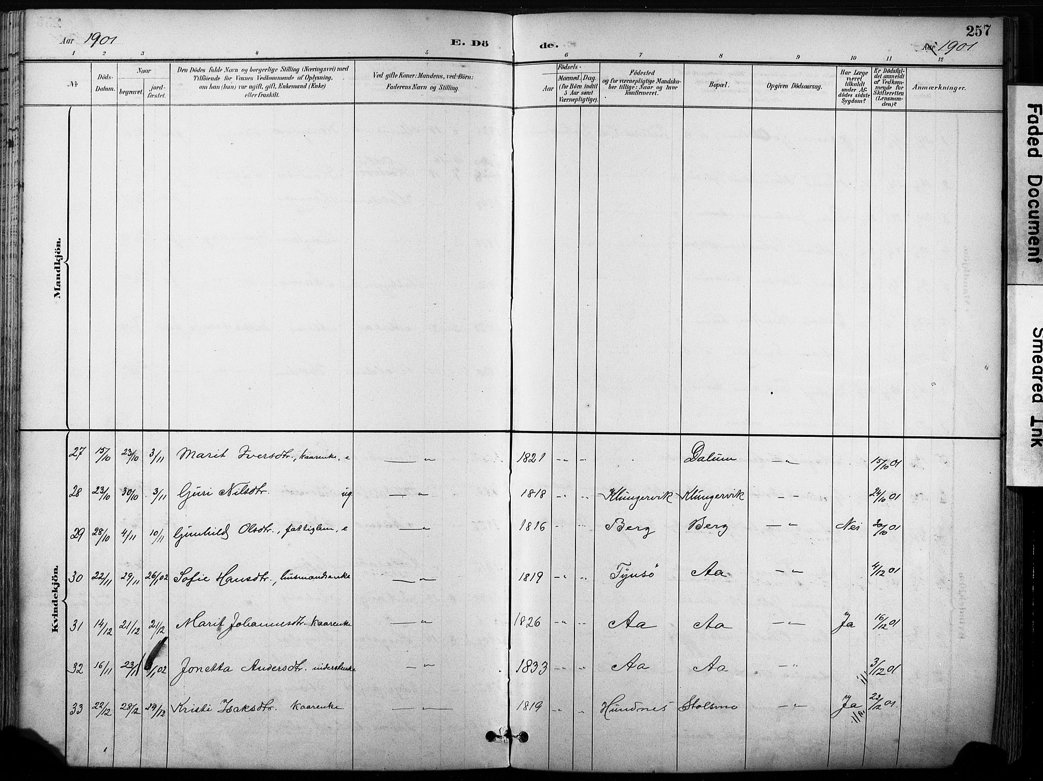 Ministerialprotokoller, klokkerbøker og fødselsregistre - Sør-Trøndelag, SAT/A-1456/630/L0497: Ministerialbok nr. 630A10, 1896-1910, s. 257