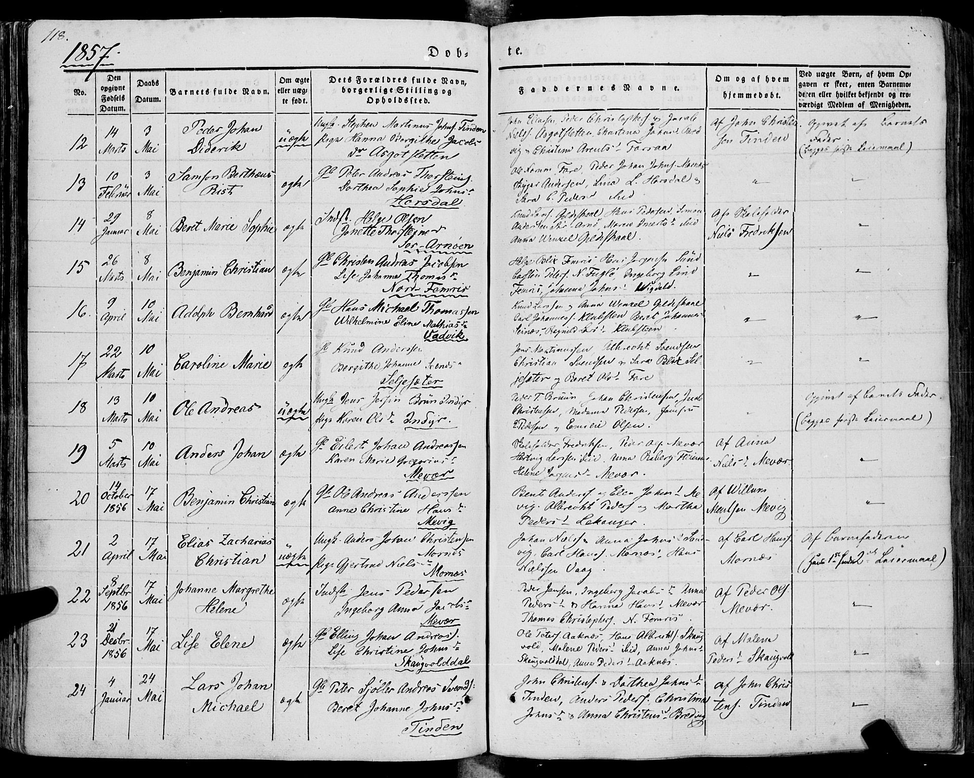 Ministerialprotokoller, klokkerbøker og fødselsregistre - Nordland, SAT/A-1459/805/L0097: Ministerialbok nr. 805A04, 1837-1861, s. 118