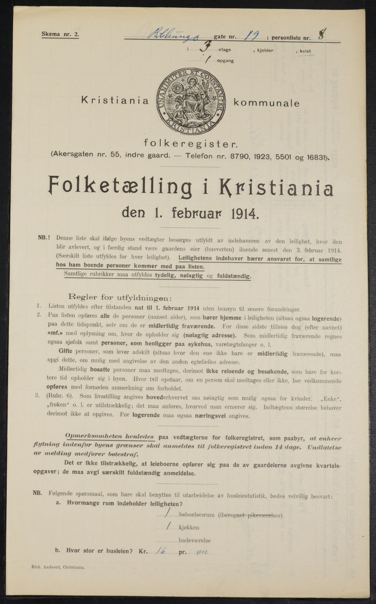 OBA, Kommunal folketelling 1.2.1914 for Kristiania, 1914, s. 82934