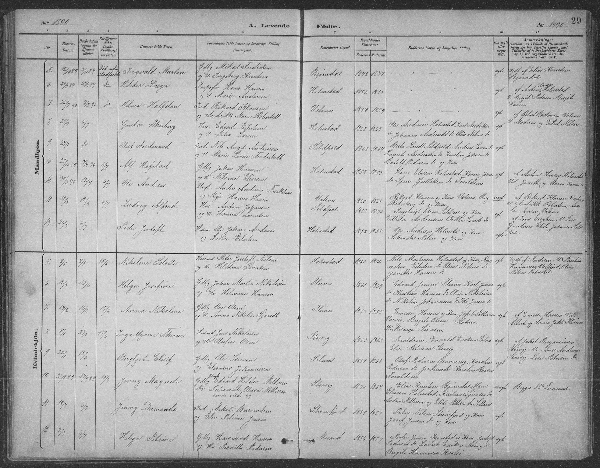 Ministerialprotokoller, klokkerbøker og fødselsregistre - Nordland, AV/SAT-A-1459/890/L1290: Klokkerbok nr. 890C01, 1882-1911, s. 29