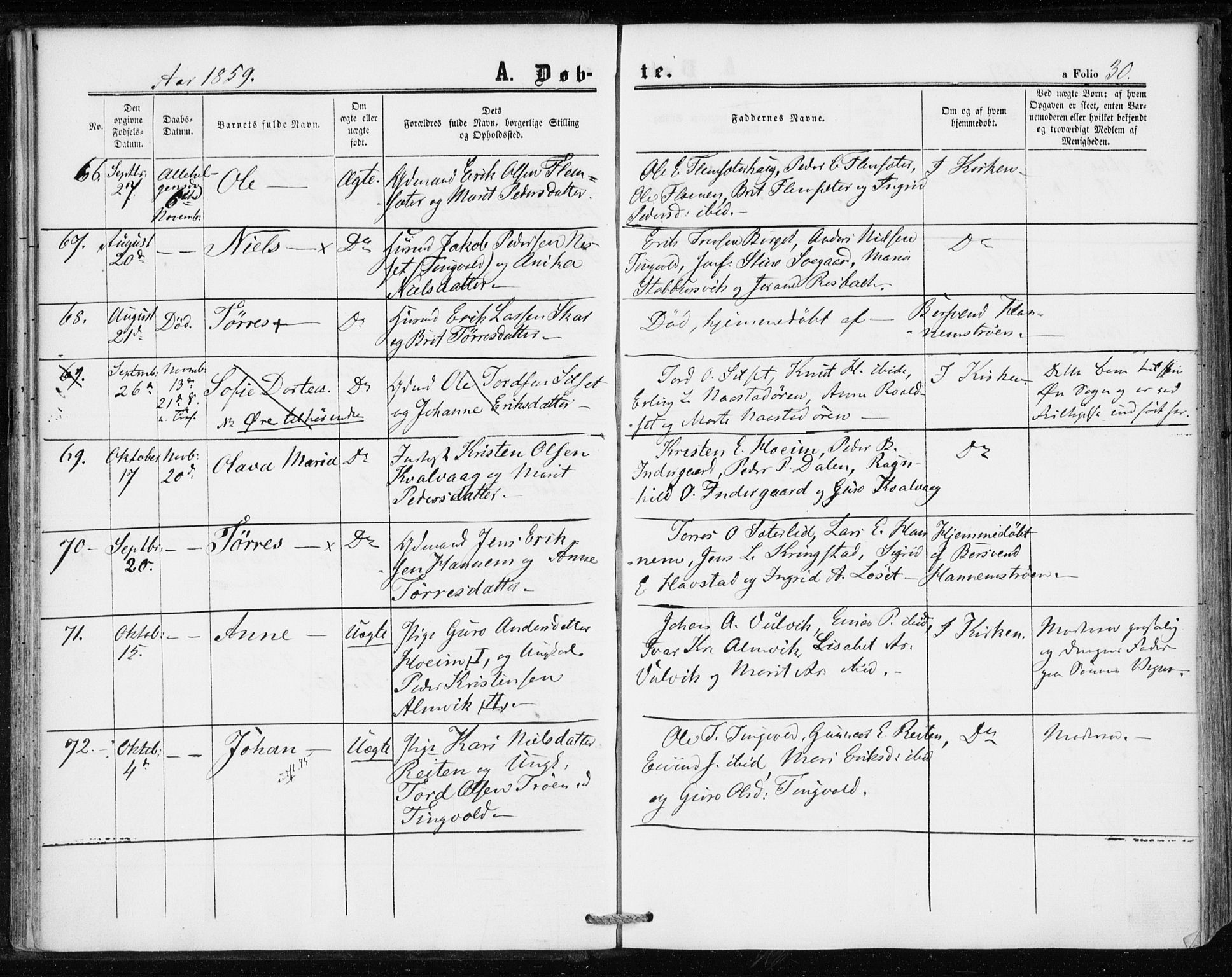 Ministerialprotokoller, klokkerbøker og fødselsregistre - Møre og Romsdal, AV/SAT-A-1454/586/L0985: Ministerialbok nr. 586A11, 1857-1866, s. 30
