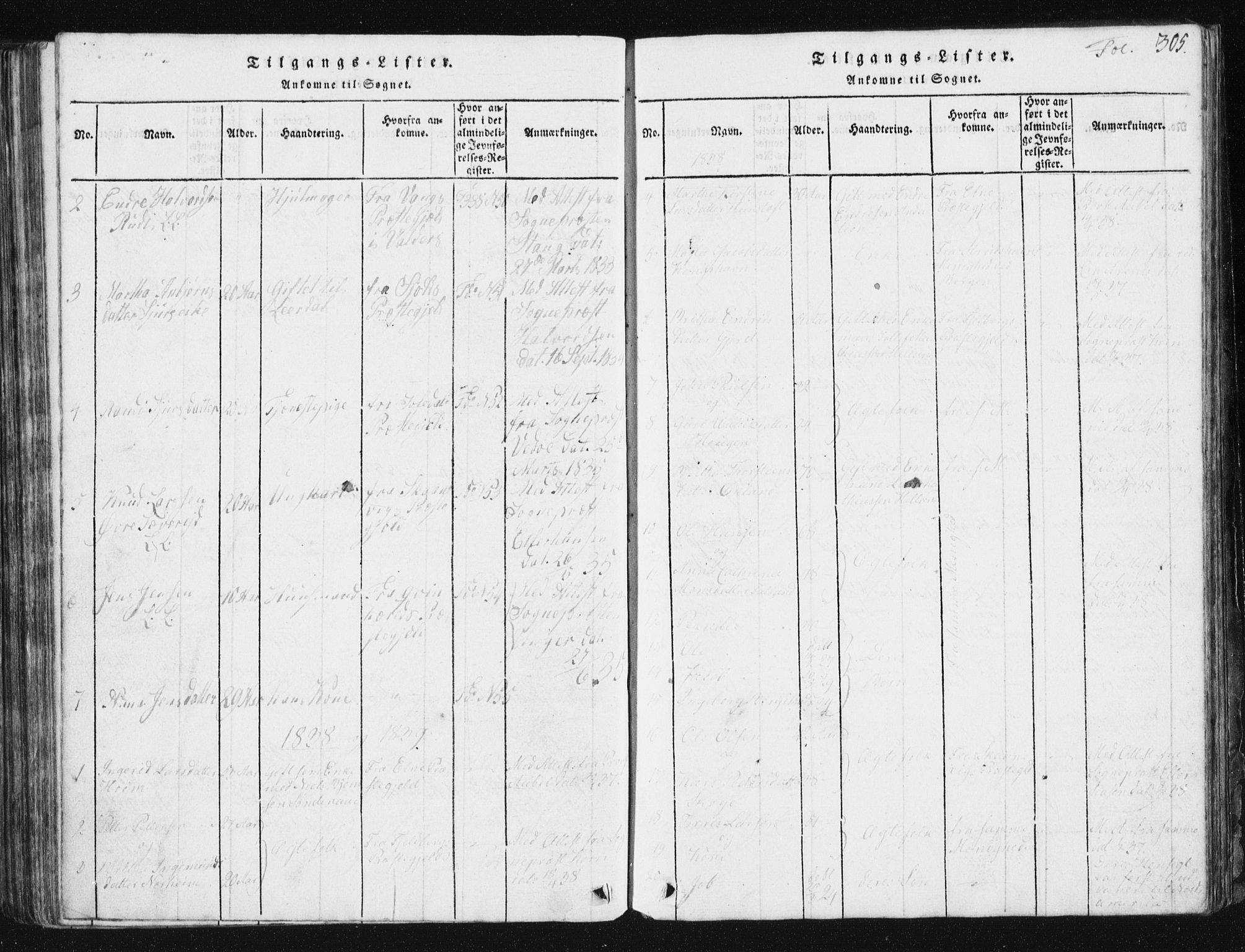 Vikedal sokneprestkontor, AV/SAST-A-101840/01/V: Klokkerbok nr. B 2, 1816-1863, s. 305