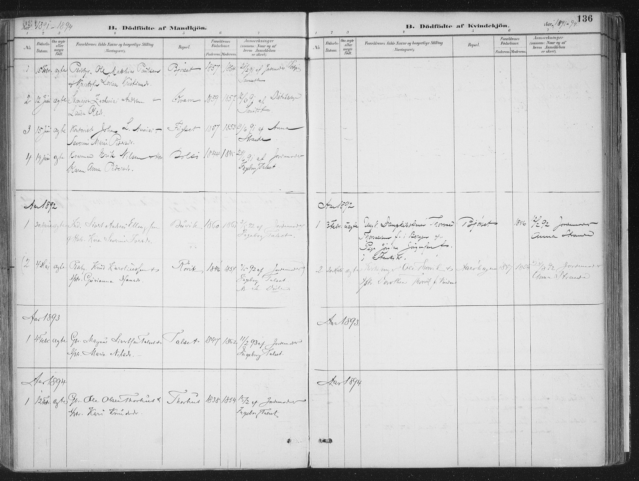 Ministerialprotokoller, klokkerbøker og fødselsregistre - Møre og Romsdal, AV/SAT-A-1454/555/L0658: Ministerialbok nr. 555A09, 1887-1917, s. 136