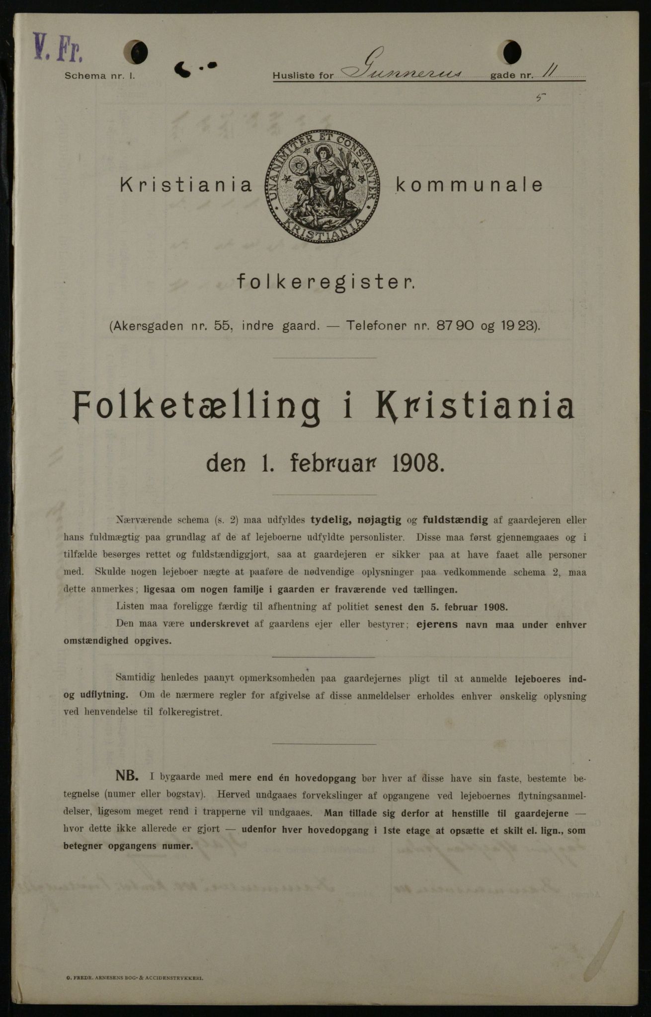 OBA, Kommunal folketelling 1.2.1908 for Kristiania kjøpstad, 1908, s. 5164