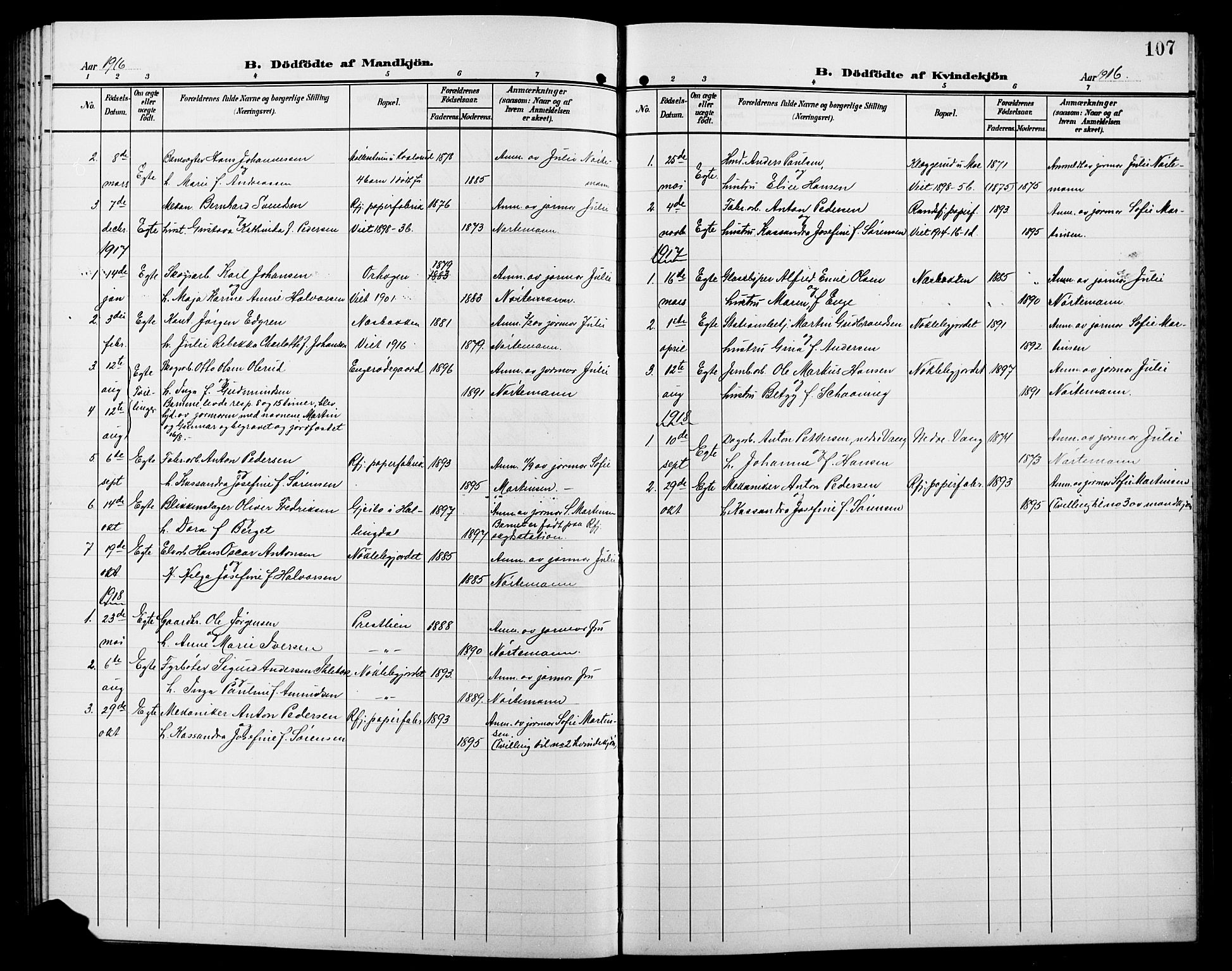 Jevnaker prestekontor, AV/SAH-PREST-116/H/Ha/Hab/L0004: Klokkerbok nr. 4, 1907-1918, s. 107