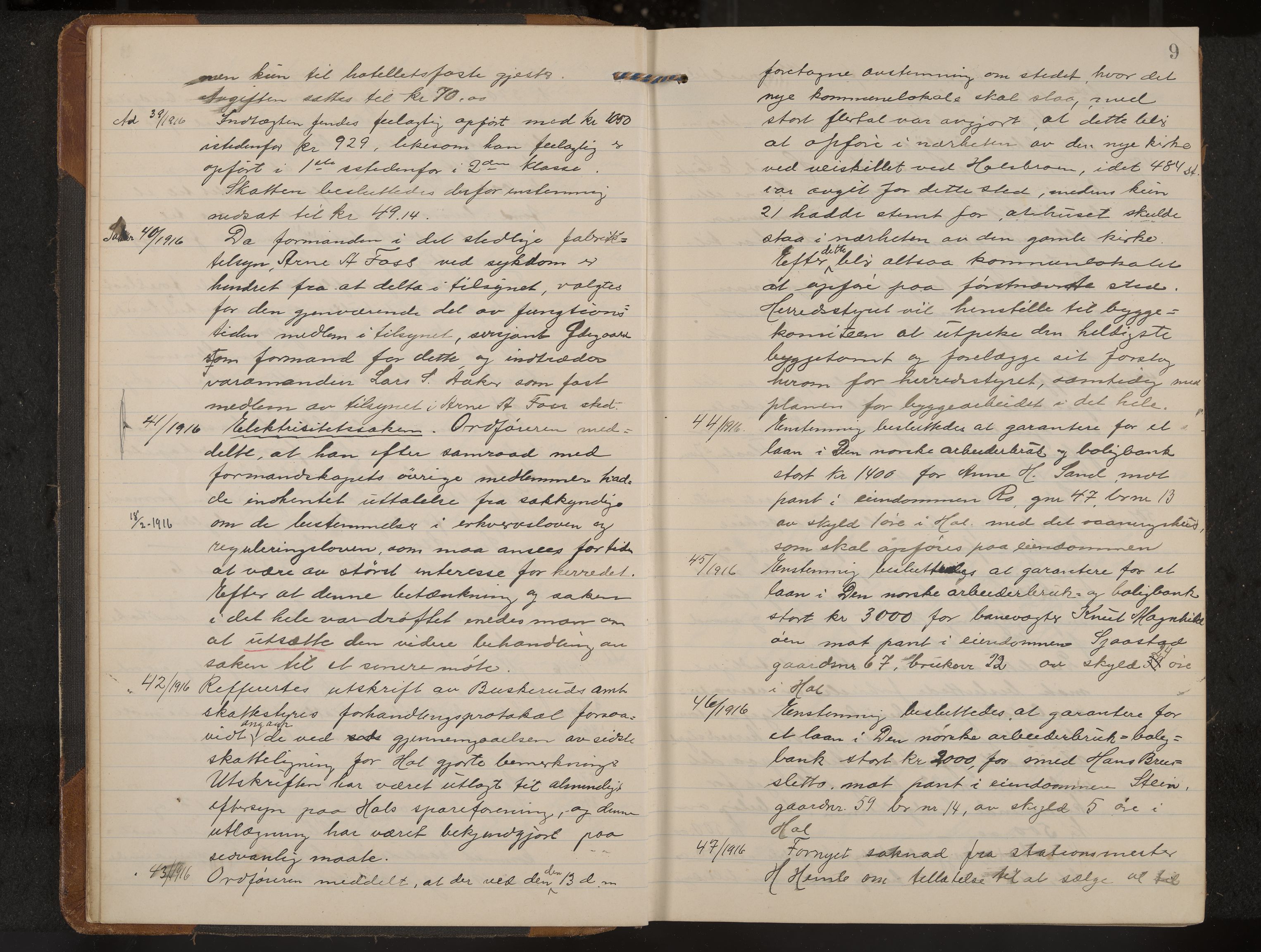 Hol formannskap og sentraladministrasjon, IKAK/0620021-1/A/L0006: Møtebok, 1916-1922, s. 9