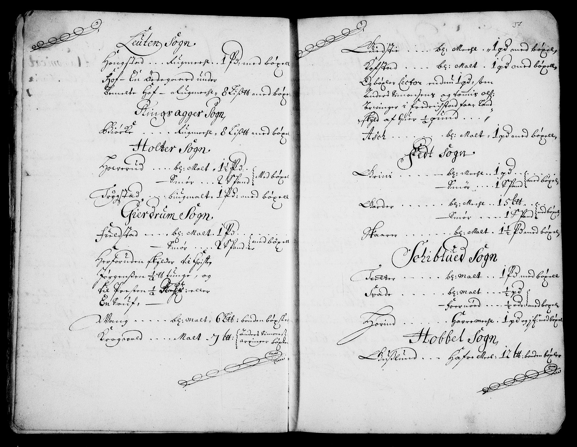 Rentekammeret inntil 1814, Realistisk ordnet avdeling, AV/RA-EA-4070/Fc/Fca/L0001/0006: [Ca I]  Akershus stift / Kristiania kapitels jordebok, 1700, s. 36-37