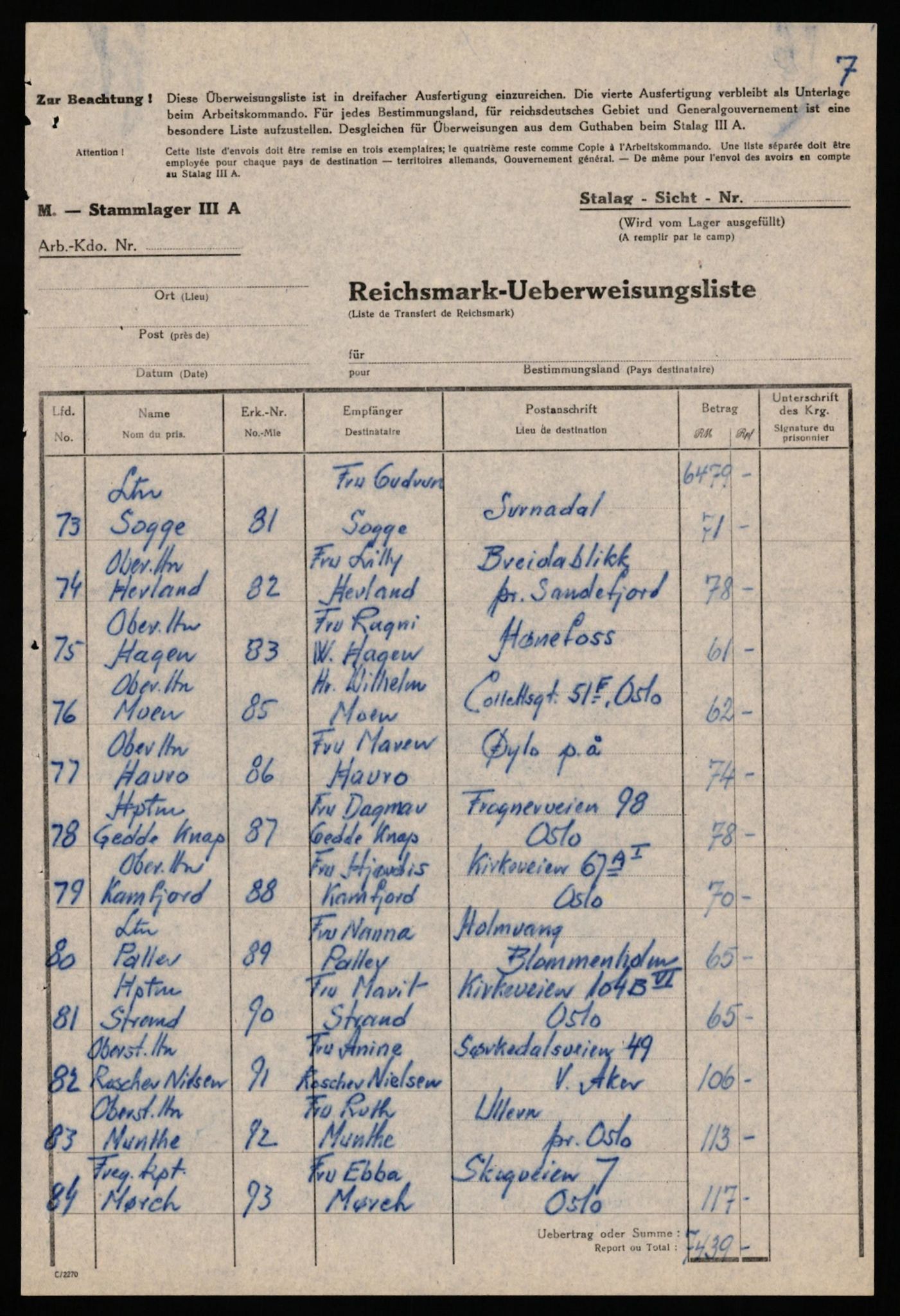 Forsvaret, Forsvarets krigshistoriske avdeling, AV/RA-RAFA-2017/Y/Yf/L0202: II-C-11-2103-2104  -  Norske offiserer i krigsfangenskap, 1940-1945, s. 262