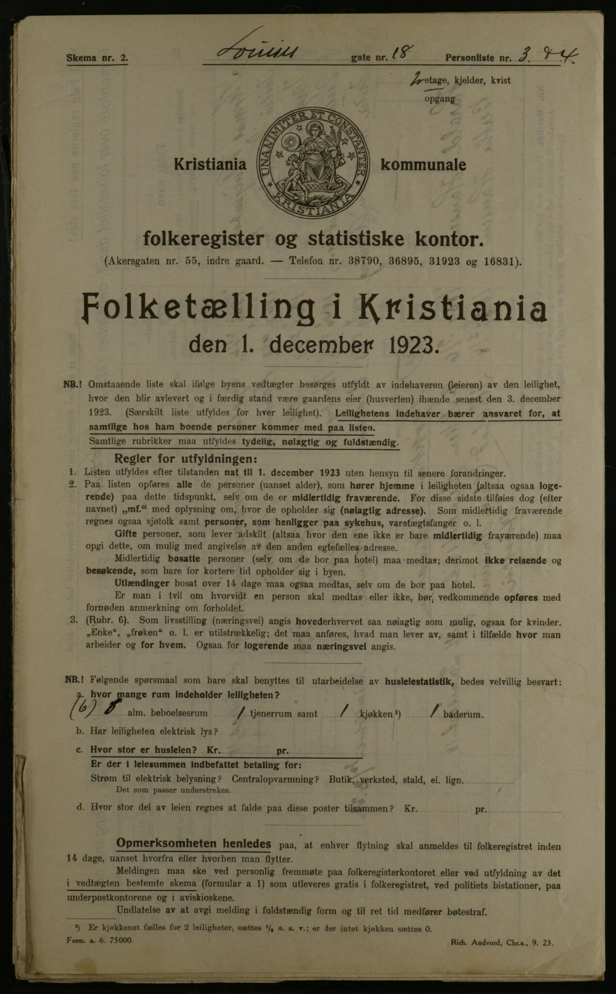 OBA, Kommunal folketelling 1.12.1923 for Kristiania, 1923, s. 64931