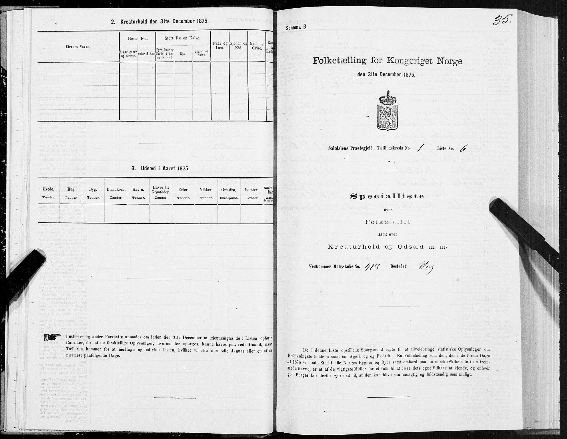 SAT, Folketelling 1875 for 1840P Saltdal prestegjeld, 1875, s. 1035