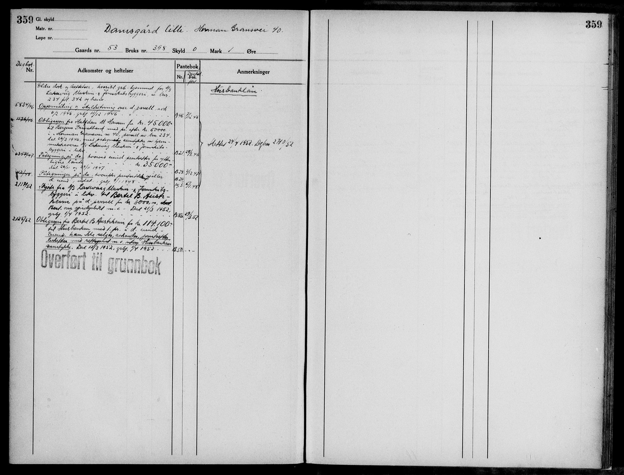 Midhordland sorenskriveri, AV/SAB-A-3001/1/G/Ga/Gab/L0117: Panteregister nr. II.A.b.117, s. 359