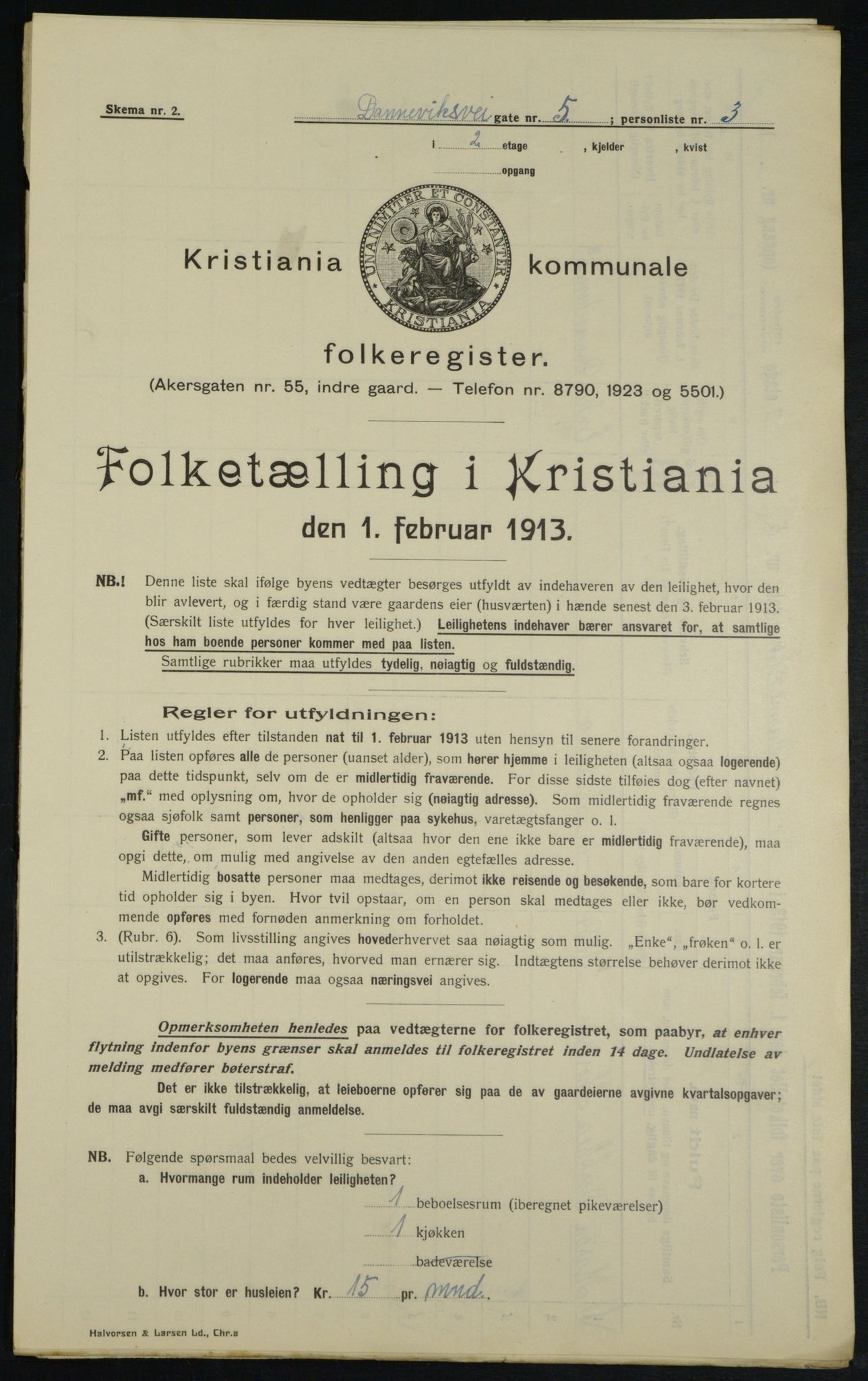 OBA, Kommunal folketelling 1.2.1913 for Kristiania, 1913, s. 15121