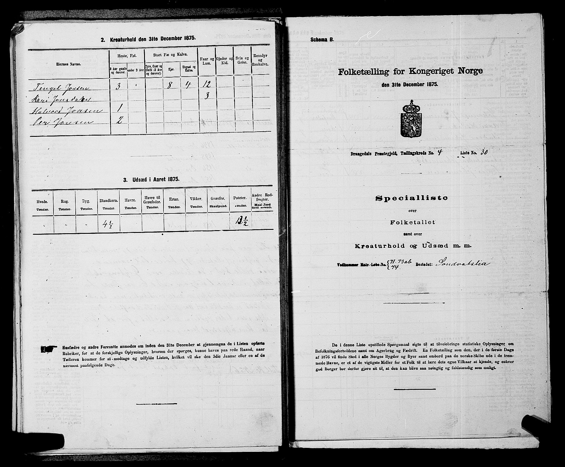 SAKO, Folketelling 1875 for 0817P Drangedal prestegjeld, 1875, s. 475