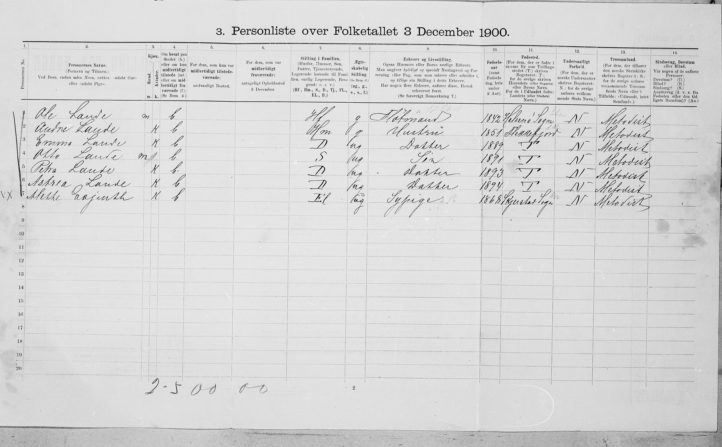 SAT, Folketelling 1900 for 1804 Bodø kjøpstad, 1900, s. 325