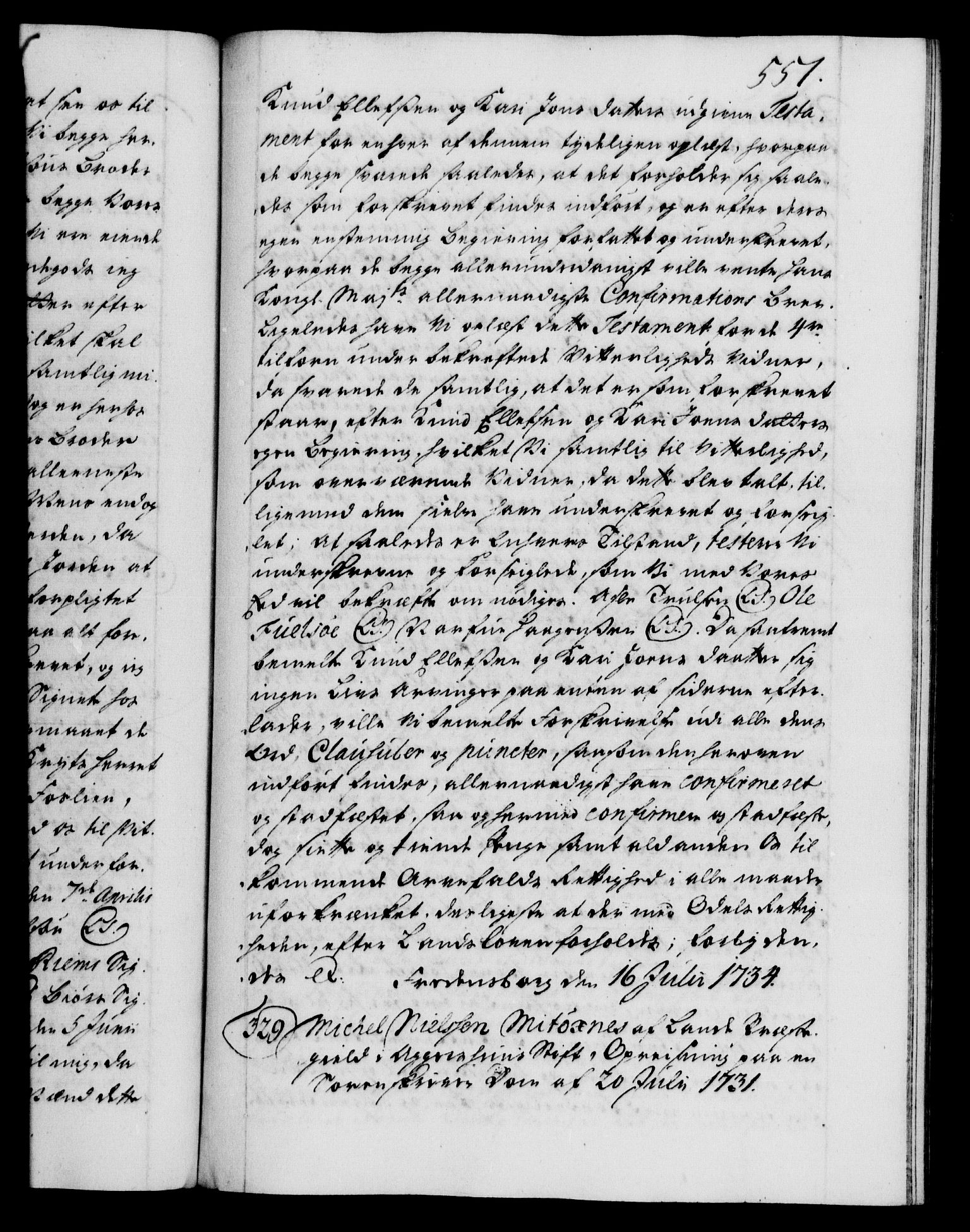 Danske Kanselli 1572-1799, AV/RA-EA-3023/F/Fc/Fca/Fcaa/L0028: Norske registre, 1733-1734, s. 551a