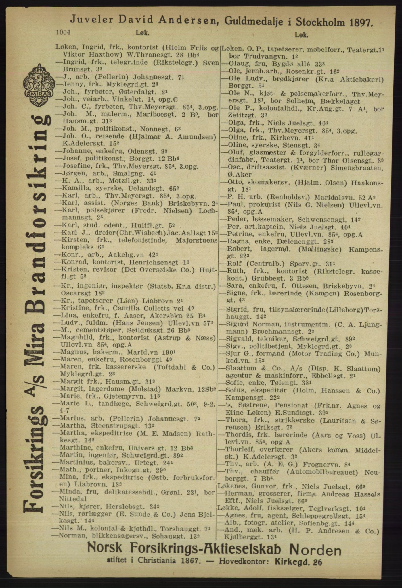 Kristiania/Oslo adressebok, PUBL/-, 1918, s. 1029