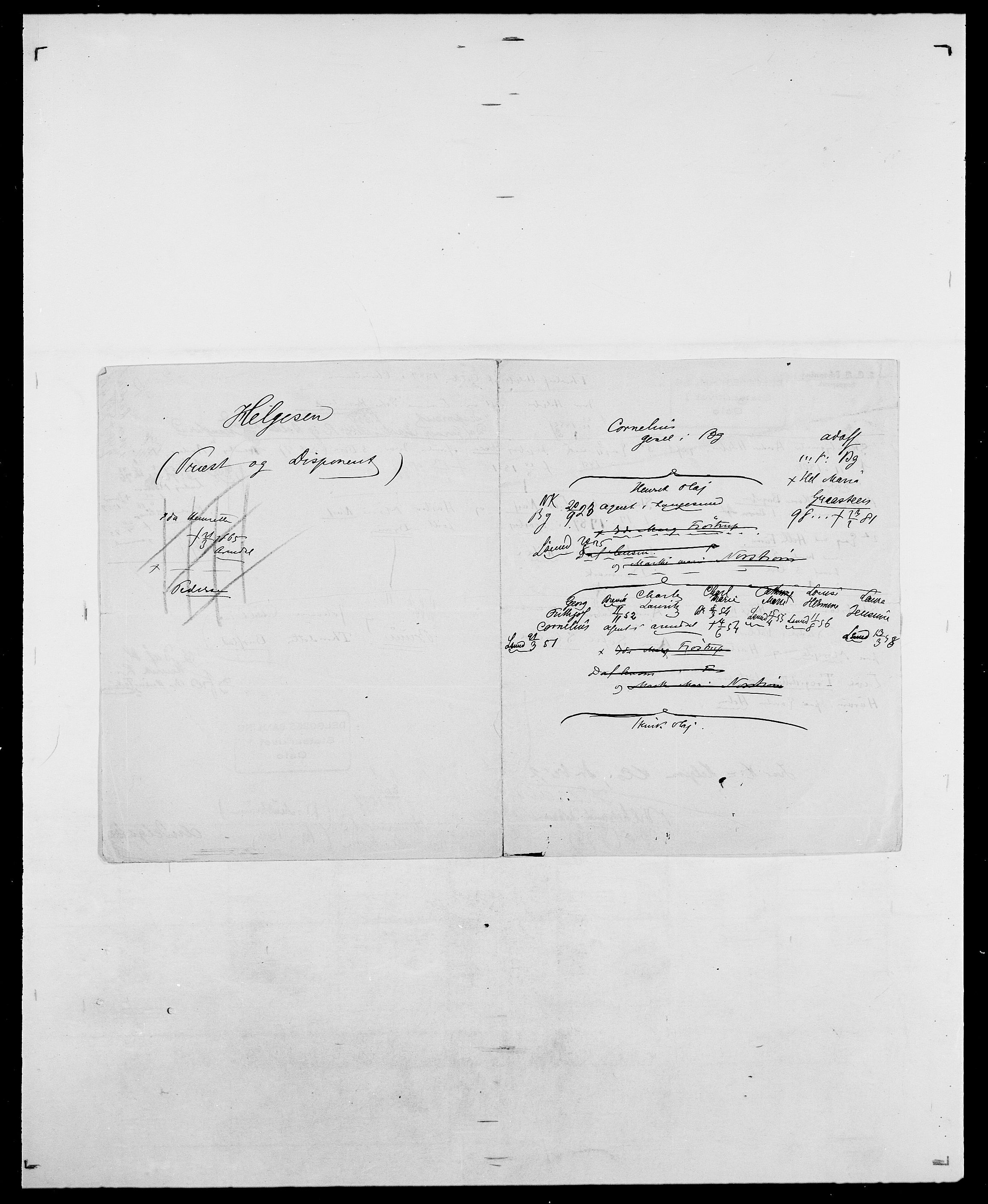 Delgobe, Charles Antoine - samling, AV/SAO-PAO-0038/D/Da/L0017: Helander - Hjørne, s. 20