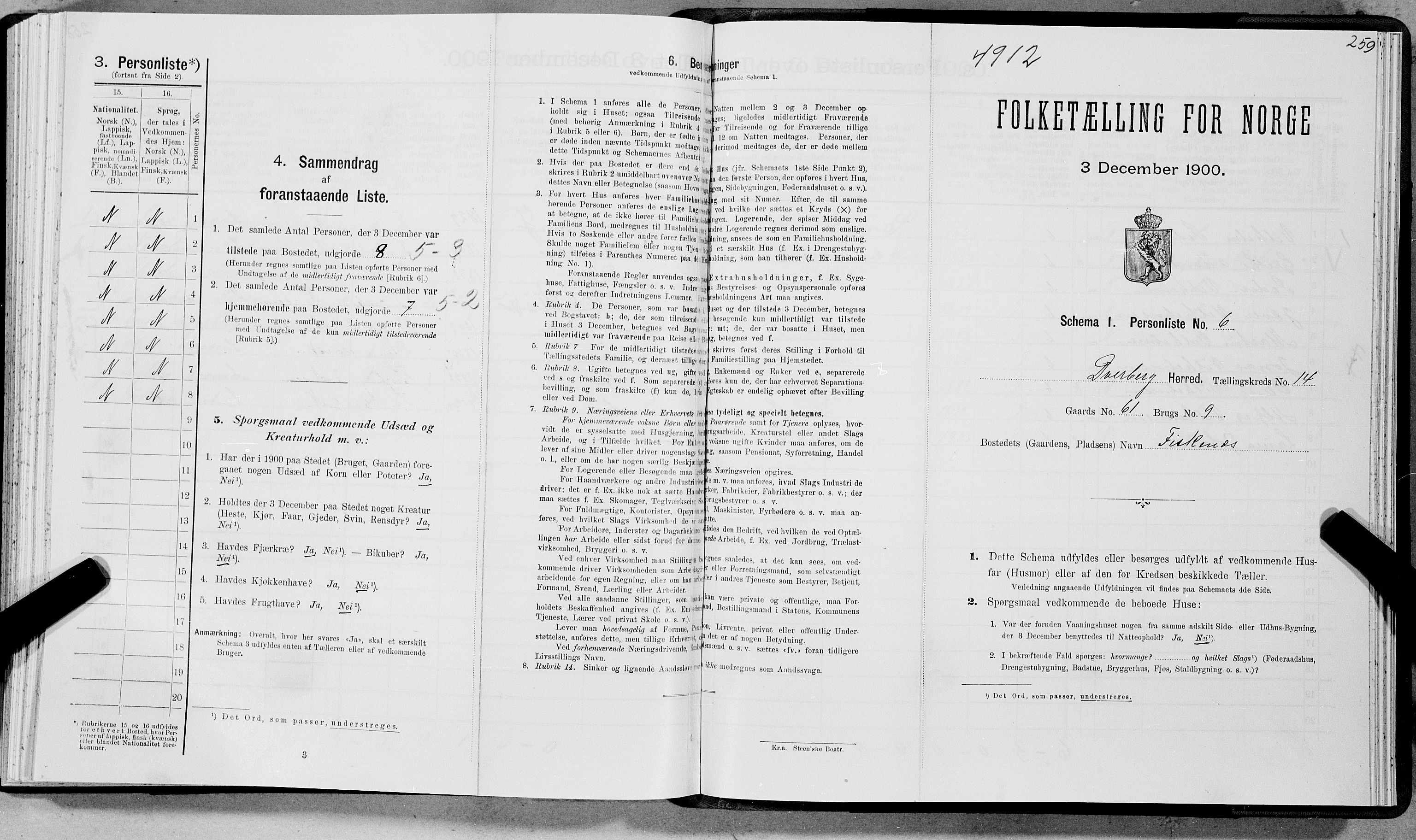 SAT, Folketelling 1900 for 1872 Dverberg herred, 1900, s. 1268