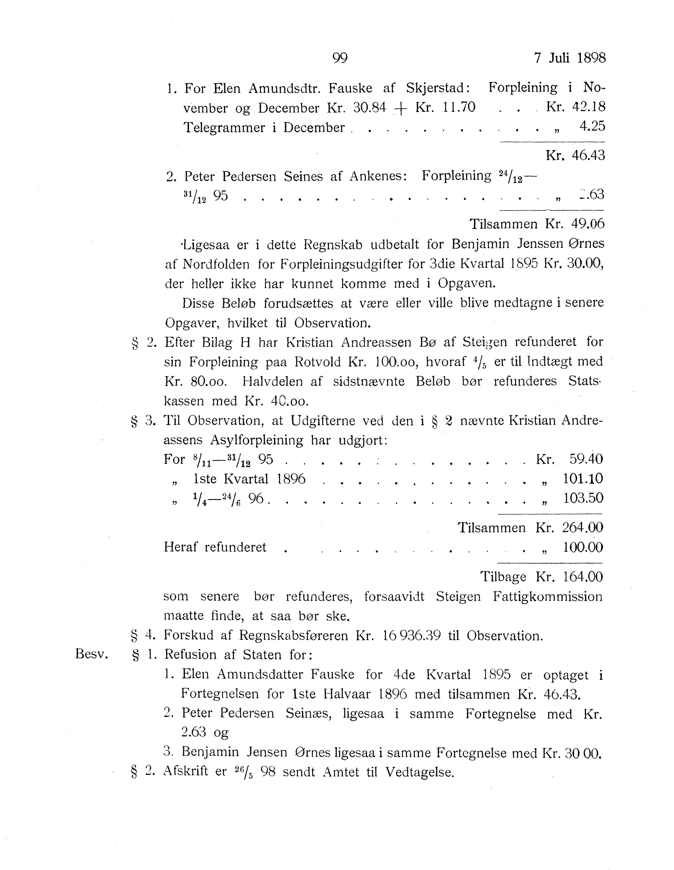 Nordland Fylkeskommune. Fylkestinget, AIN/NFK-17/176/A/Ac/L0021: Fylkestingsforhandlinger 1898, 1898