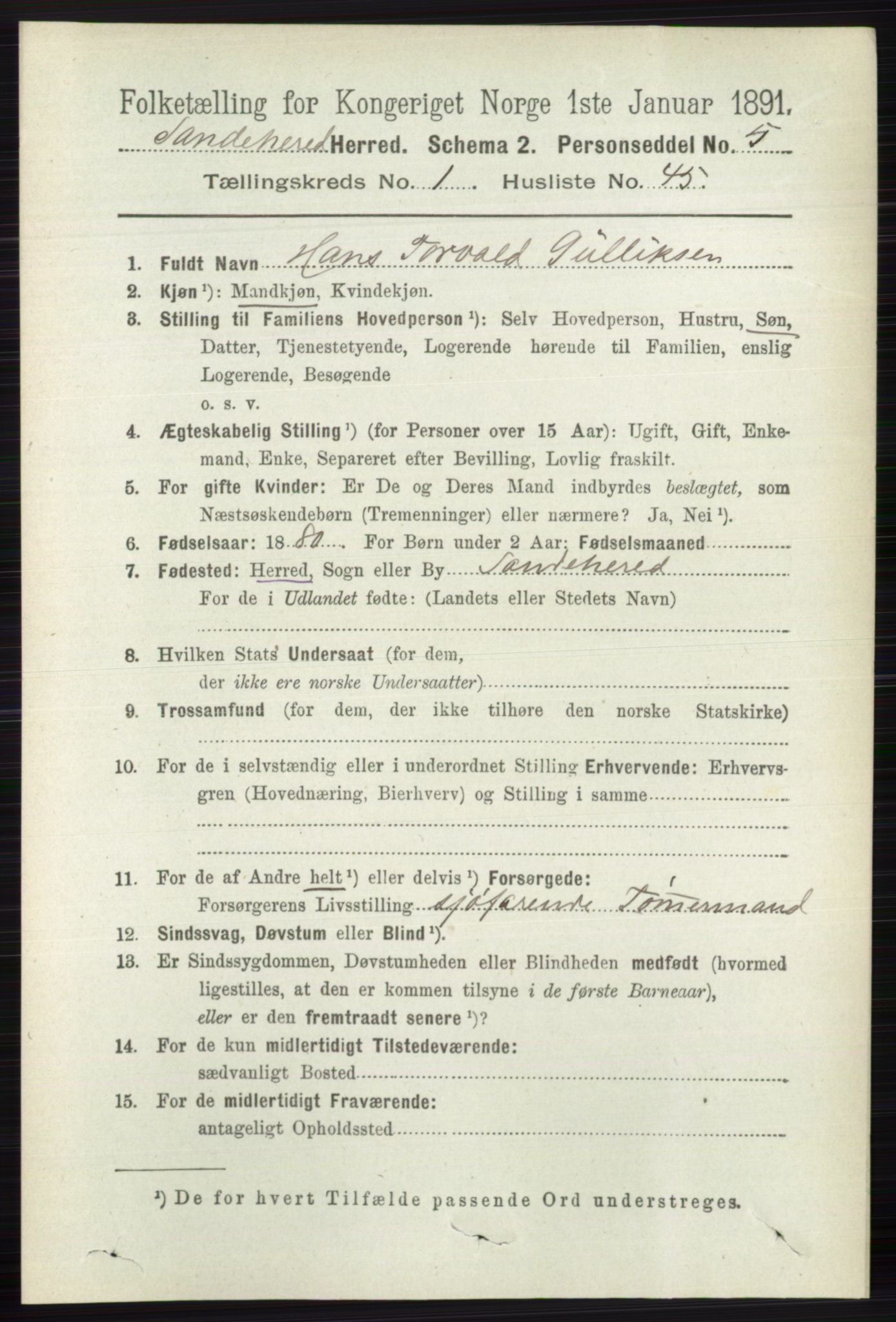 RA, Folketelling 1891 for 0724 Sandeherred herred, 1891, s. 473