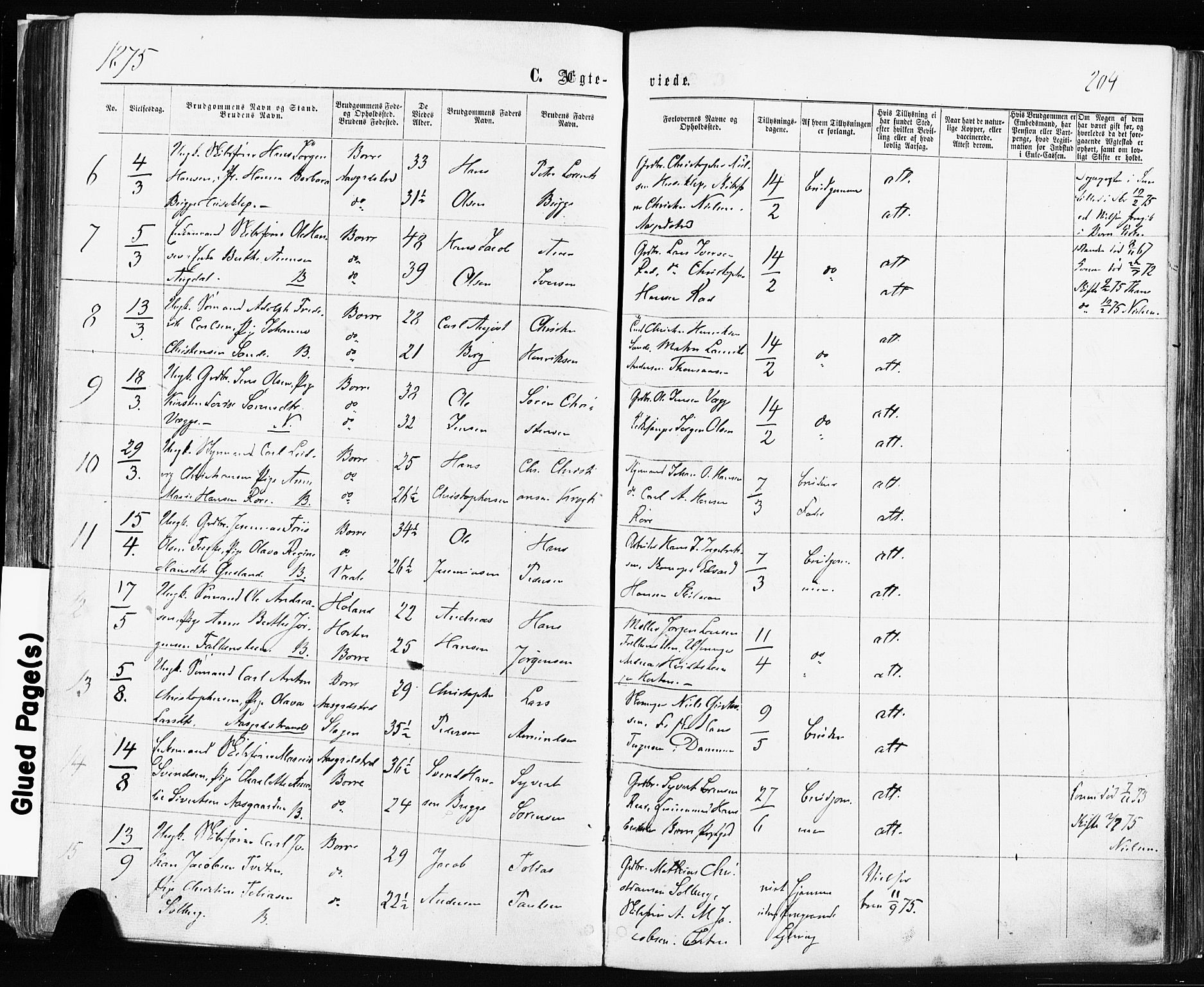 Borre kirkebøker, AV/SAKO-A-338/F/Fa/L0008: Ministerialbok nr. I 8, 1868-1877, s. 204