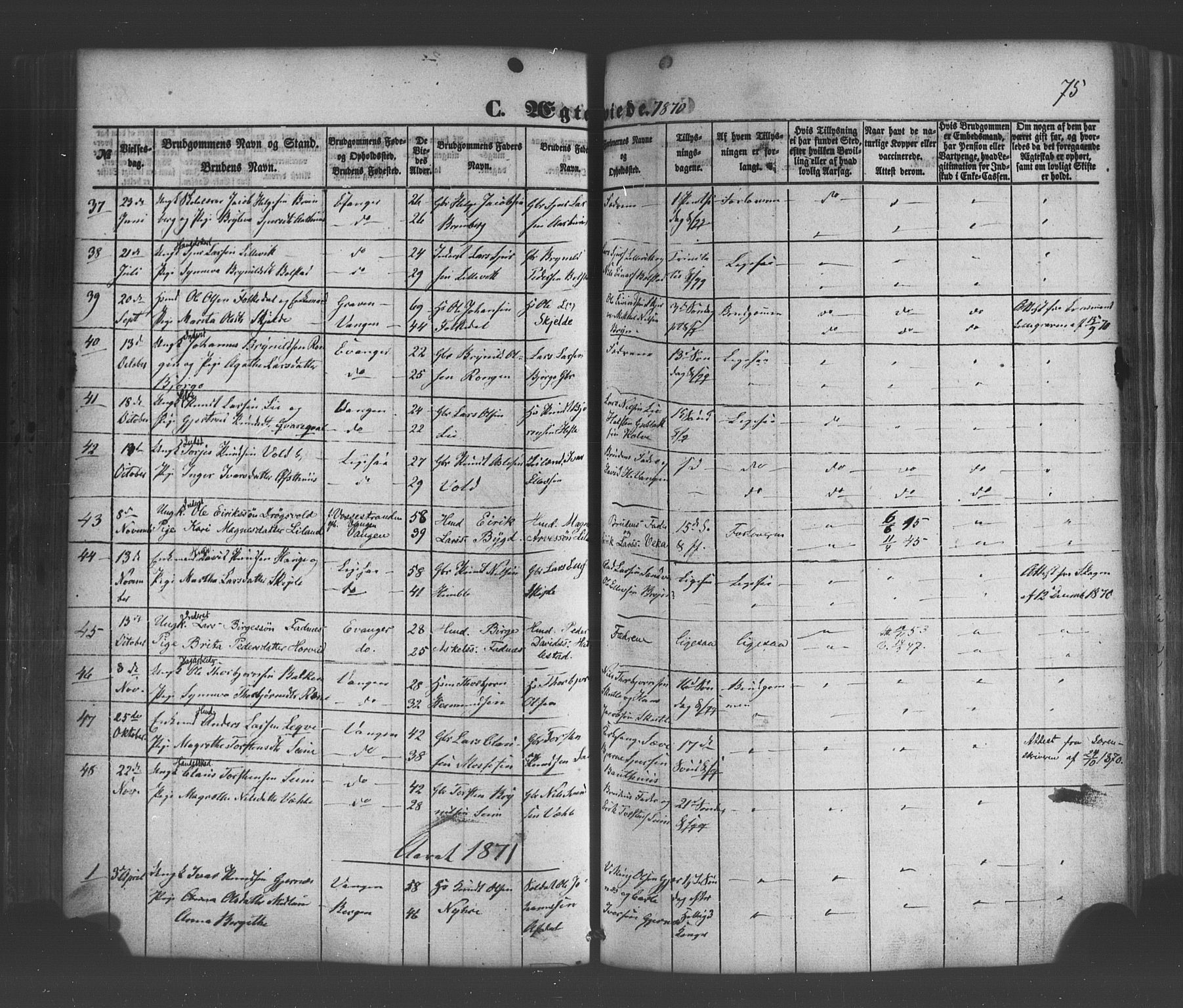 Voss sokneprestembete, AV/SAB-A-79001/H/Haa: Ministerialbok nr. A 19, 1851-1886, s. 75