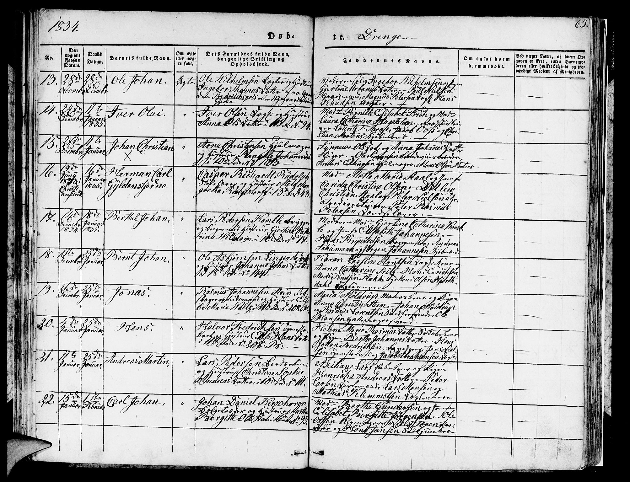 Domkirken sokneprestembete, AV/SAB-A-74801/H/Hab/L0007: Klokkerbok nr. A 7, 1832-1836, s. 65