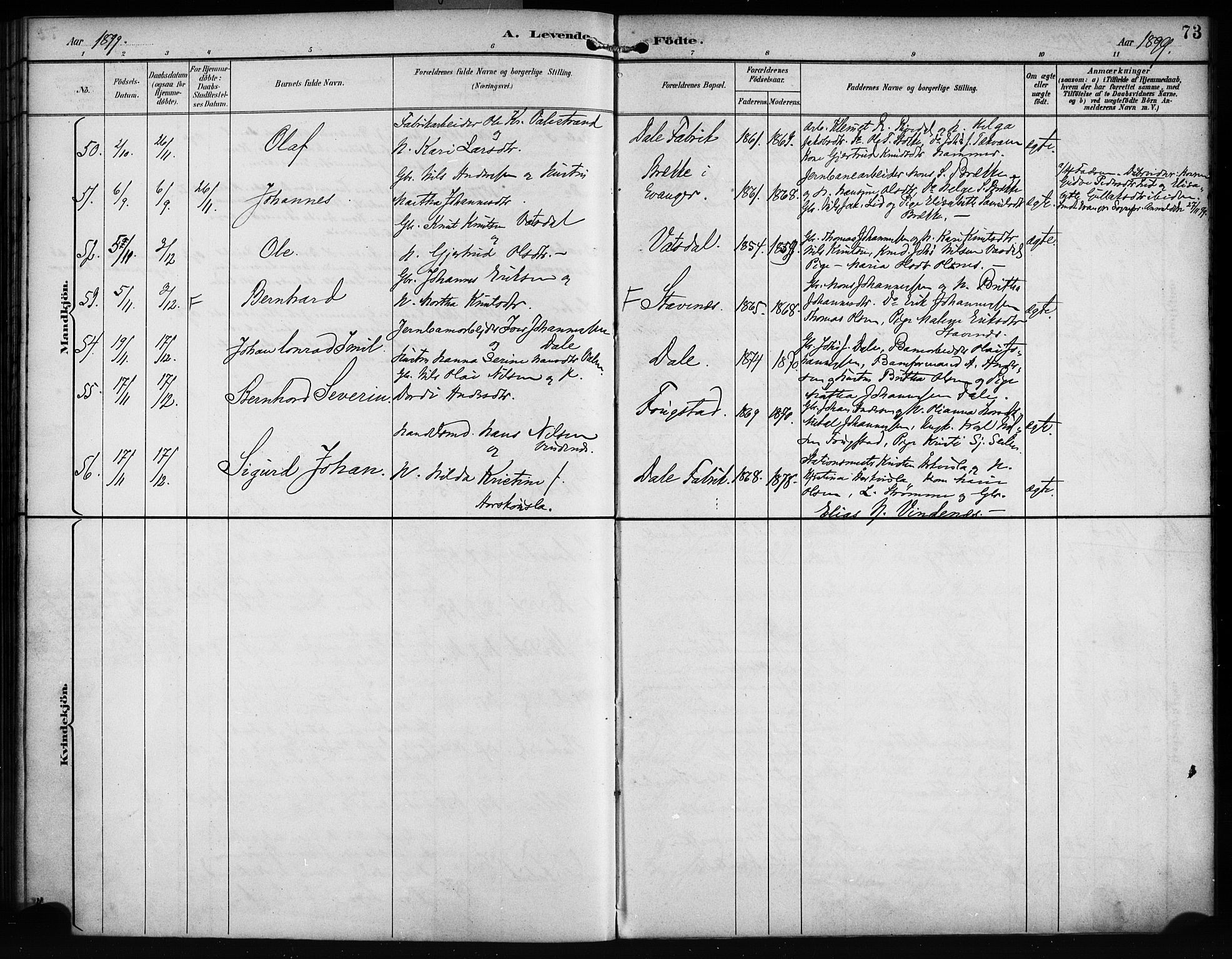 Bruvik Sokneprestembete, AV/SAB-A-74701/H/Haa: Ministerialbok nr. B 2, 1893-1903, s. 73