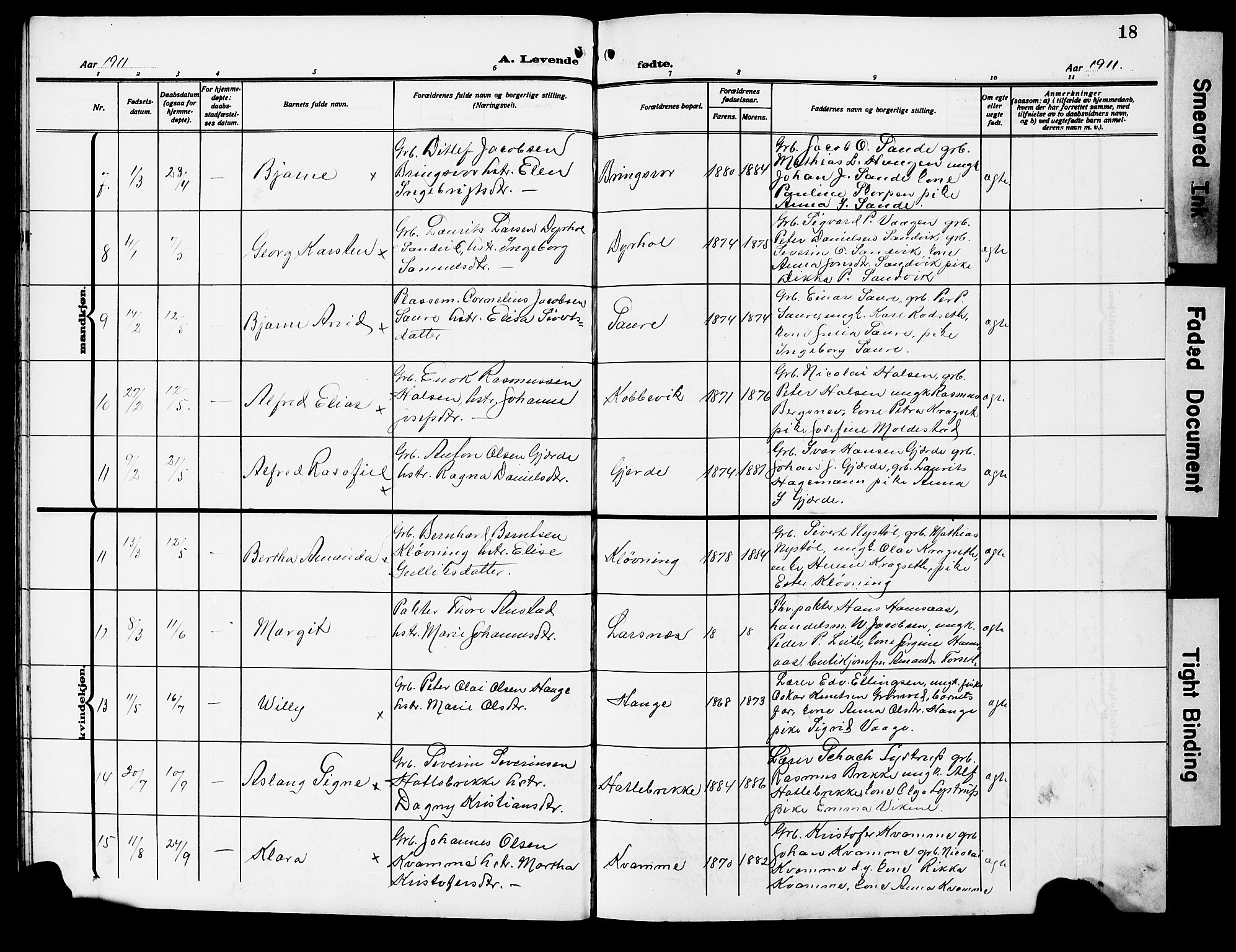 Ministerialprotokoller, klokkerbøker og fødselsregistre - Møre og Romsdal, AV/SAT-A-1454/503/L0050: Klokkerbok nr. 503C05, 1909-1922, s. 18